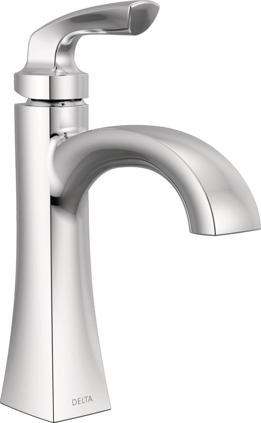 Delta 15895LF Lacey Chrome Single hole 1-handle WaterSense Mid-arc Residential Handle Bathroom Sink Faucet with Drain with Deck Plate