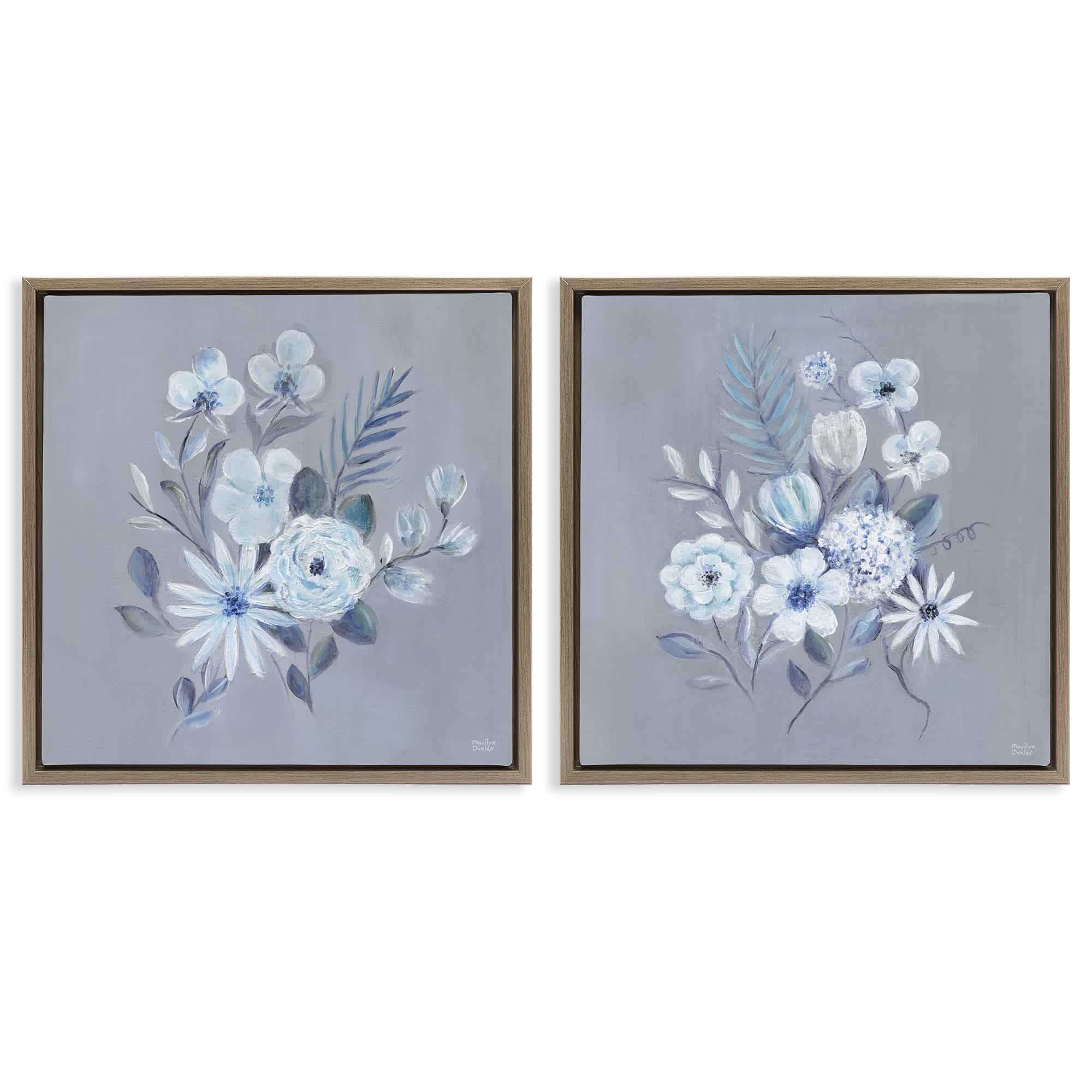 Stupell Industries B2-724-FFE-2PC-24X24 Delicate Flower Bunches 2pc Floating Frame Set design by Marilyn Dunlap