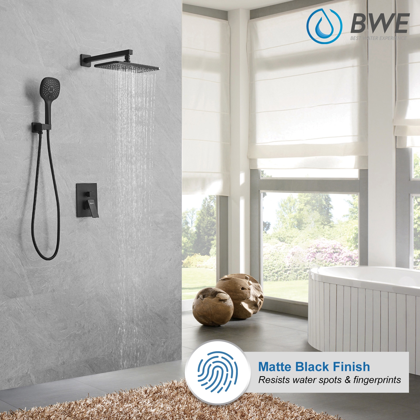BWE A-95009-BLACK Showerhead-Bar-Panels - View #2