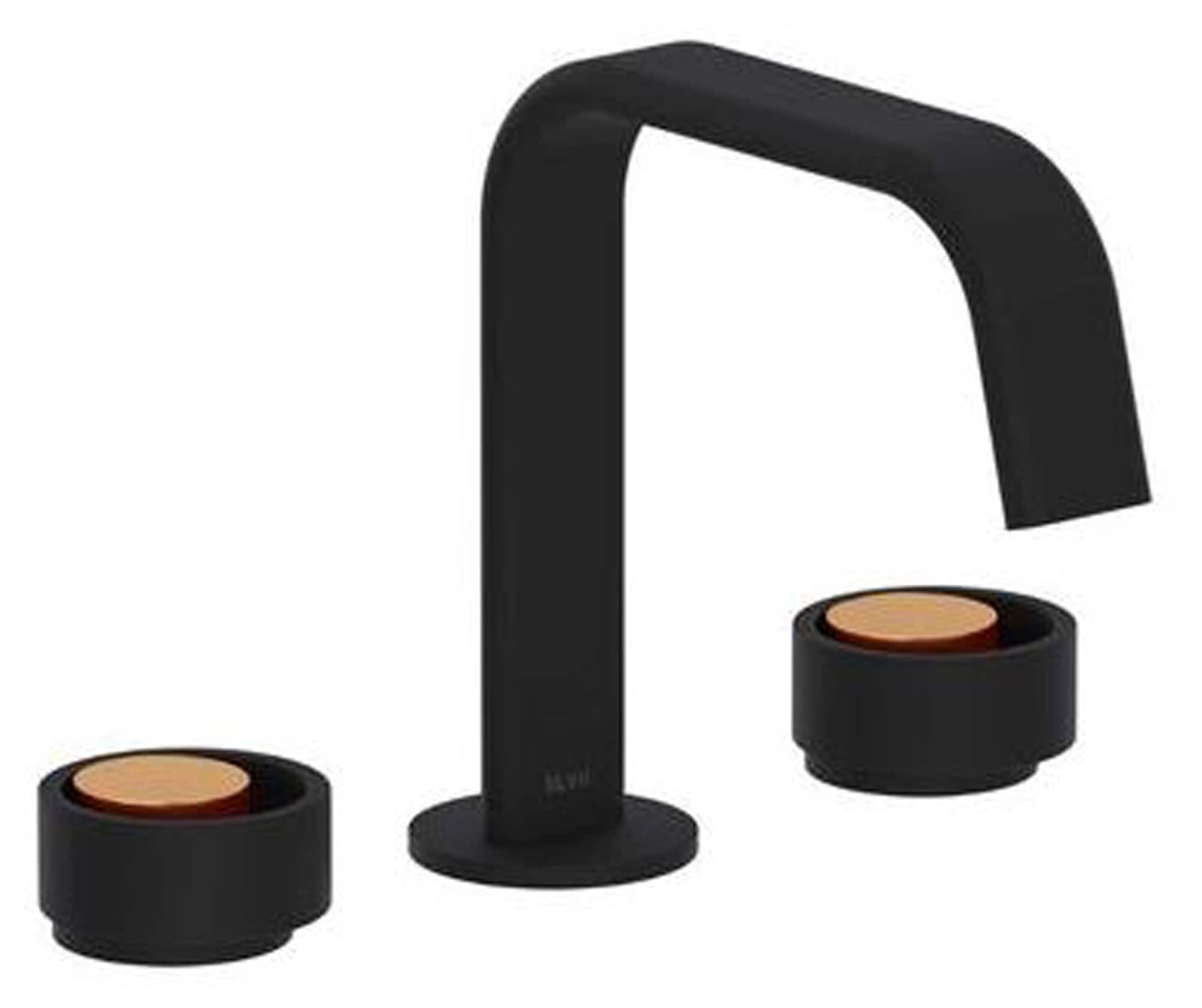 Rohl EC09D3IWMBG Matte Black / Satin Gold Widespread 2-handle Mid-arc Residential Handle Bathroom Sink Faucet with Drain