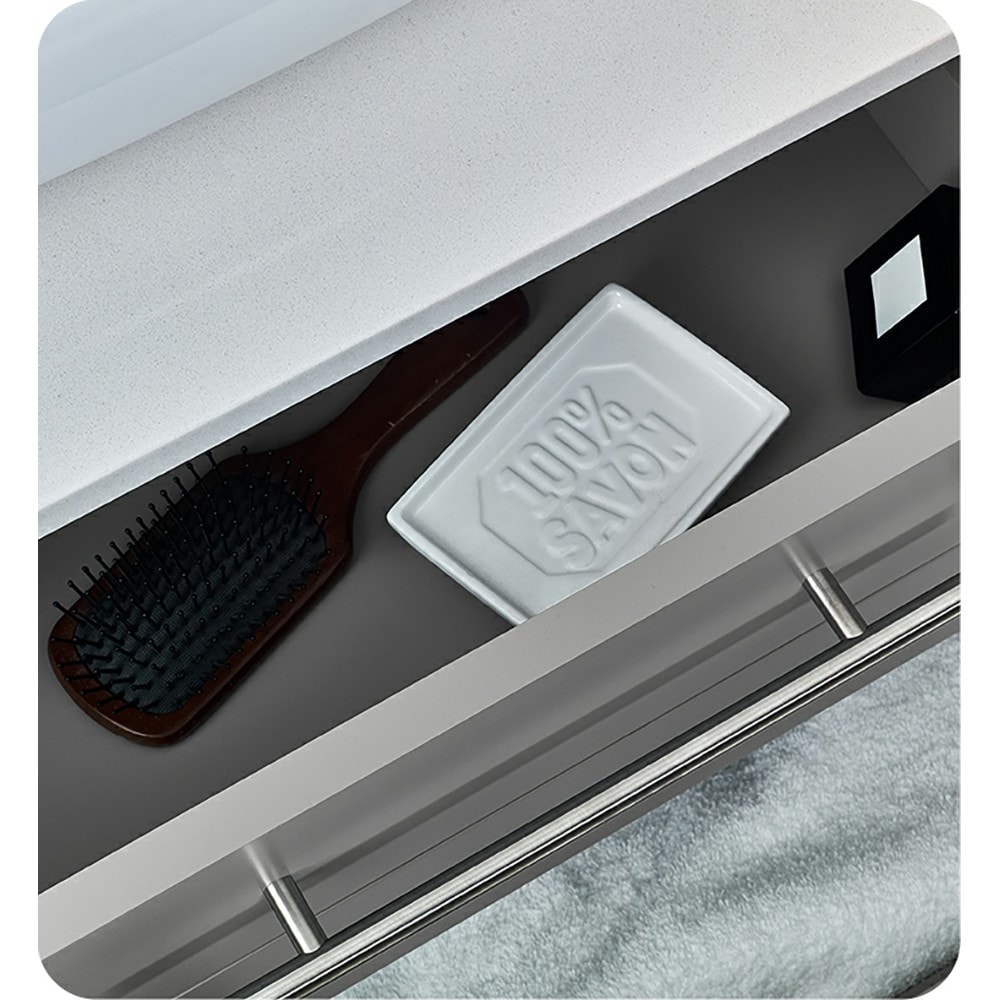 Lucera 24" Wall Hung Gray Quartz Top Modern Bathroom Vanity