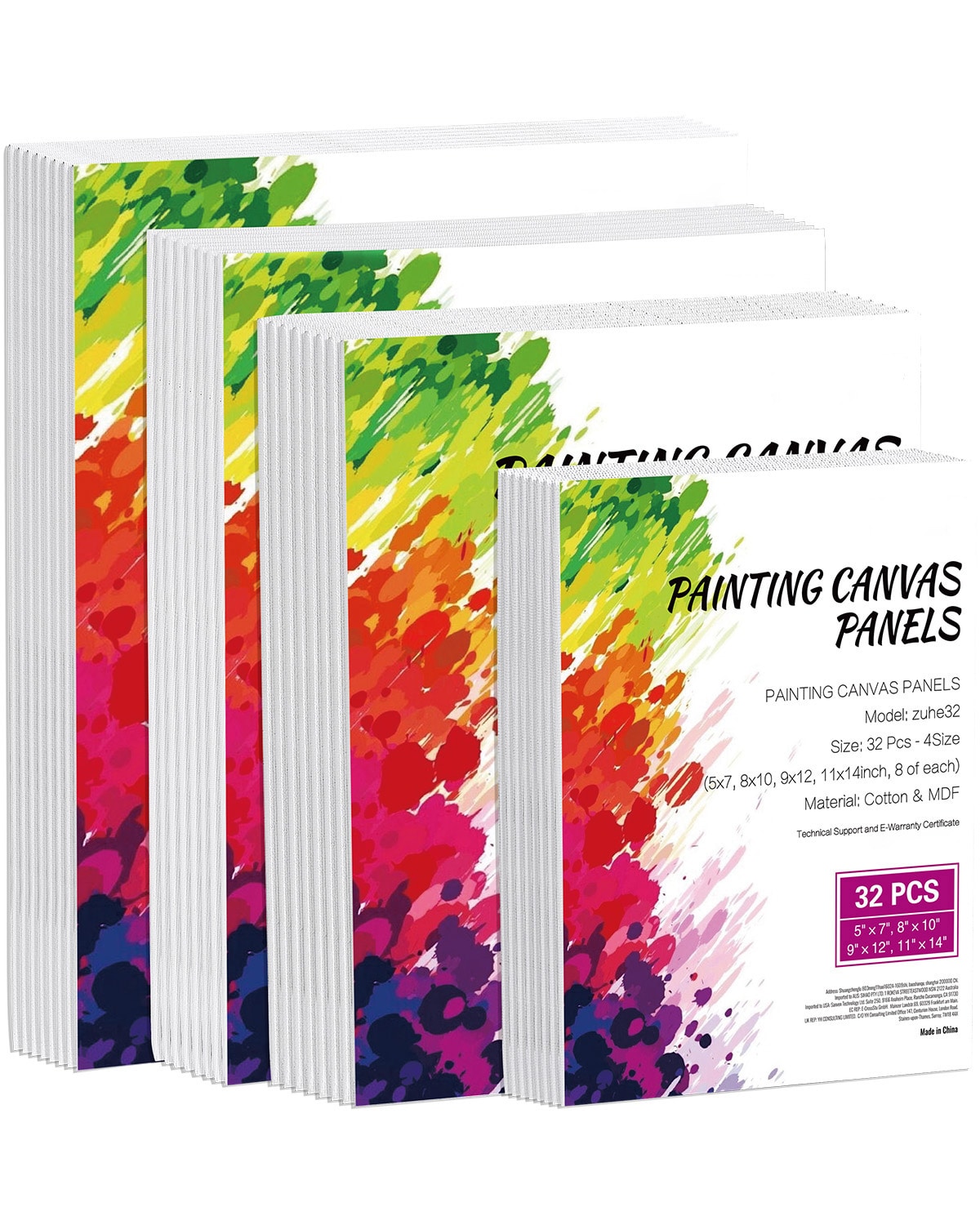 VEVOR HHFB57IN810I5VDYJV0 Canvas Boards for Painting 32 Pack White Painting Canvases Set - 5x7 8x10 9x12 11x14 Painting Canvas Panels for Acrylic and Oil Painting Watercolor Paint Canvas for Kids and Professionals