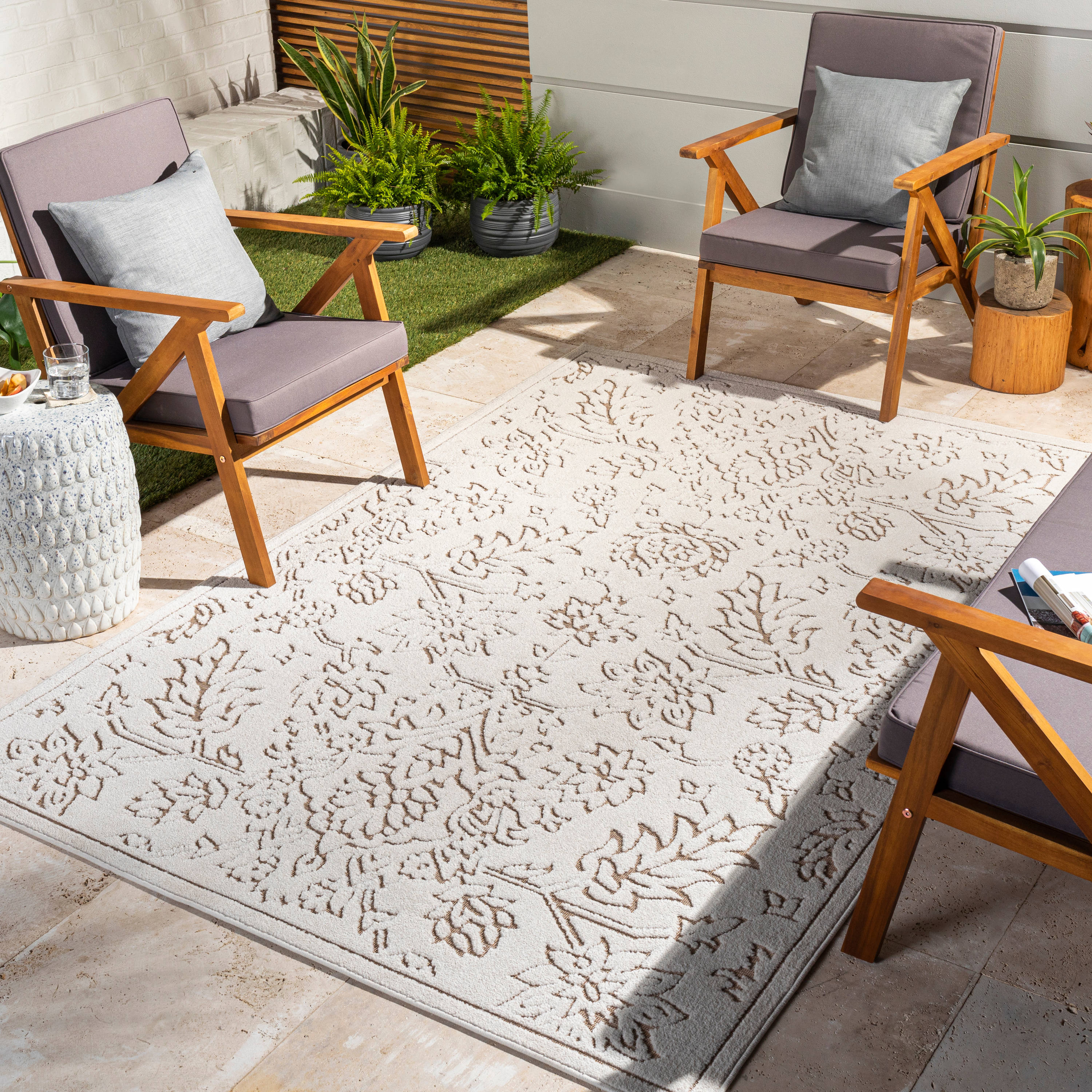 Livabliss GWC2337-5373 Greenwich 5 x 7 (ft) Polypropylene Brown Rectangular Indoor/Outdoor Tribal Oriental Area rug