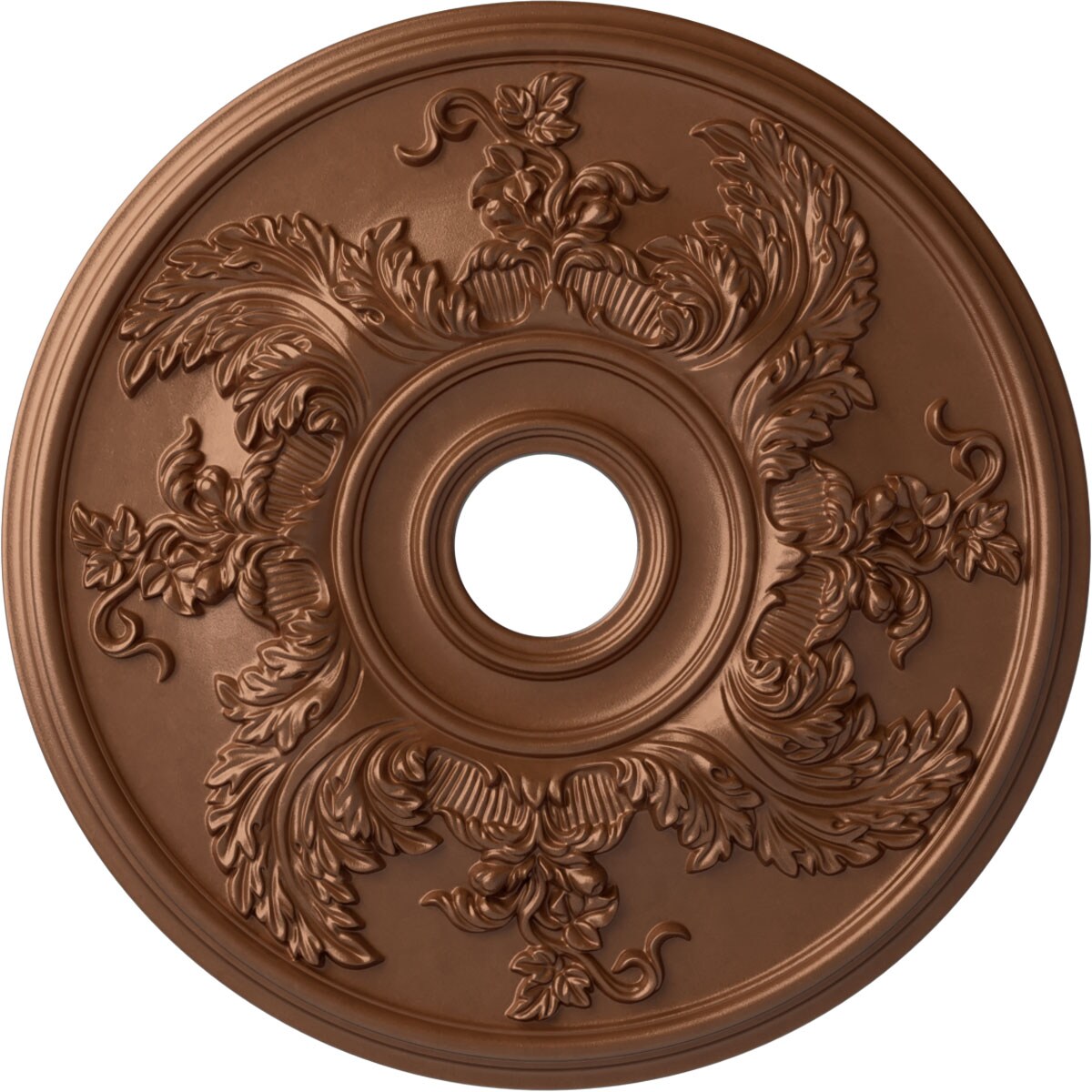 Ekena Millwork CM23ACPOS Acanthus Twist 23.625-in W x 23.625-in L Painted Polished Copper Polyurethane Whole Ceiling Medallion