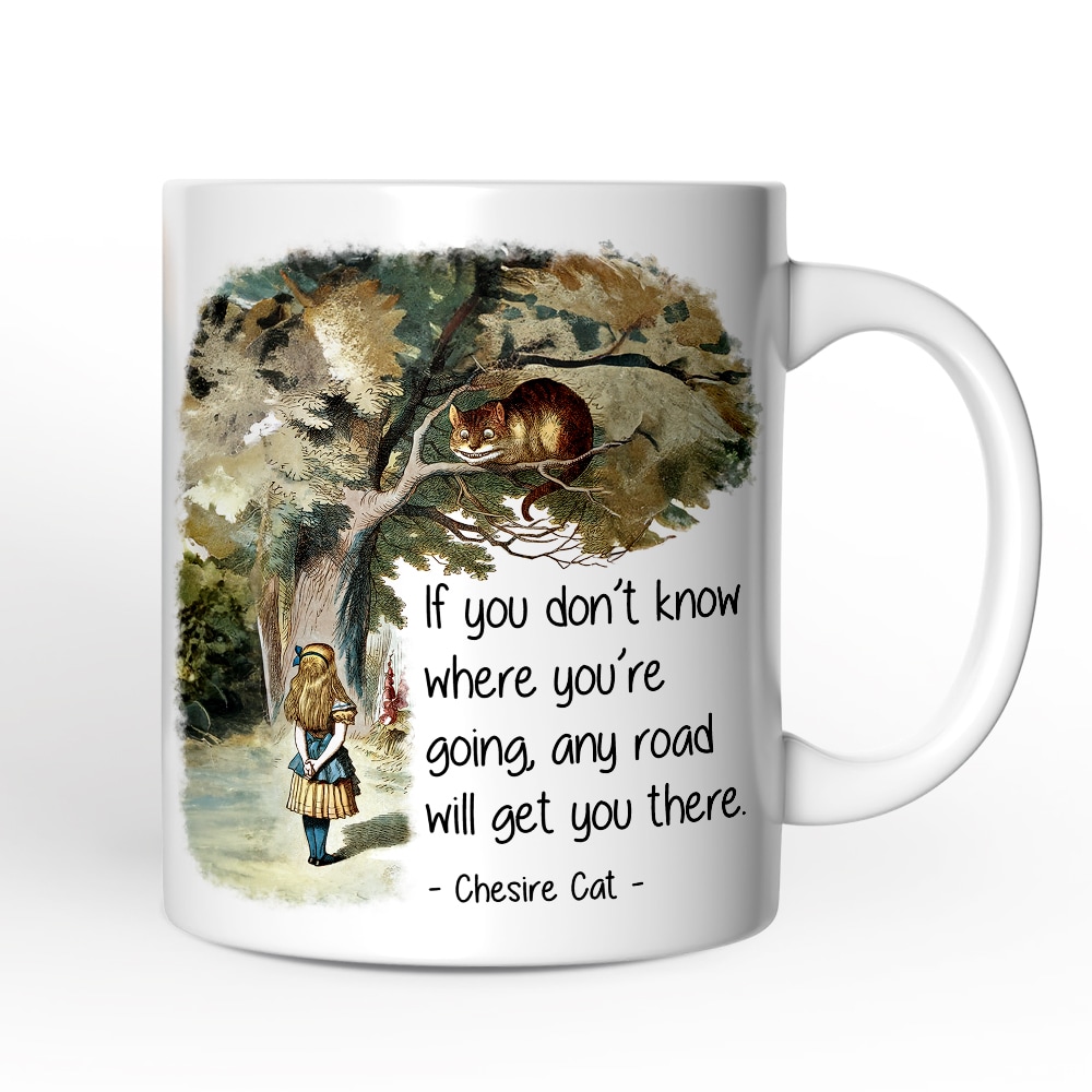 OrnamentallyYou NPCM334 Getting Lost Cheshire Cat Quote Mug Vintage Alice's Adventures in Wonderland