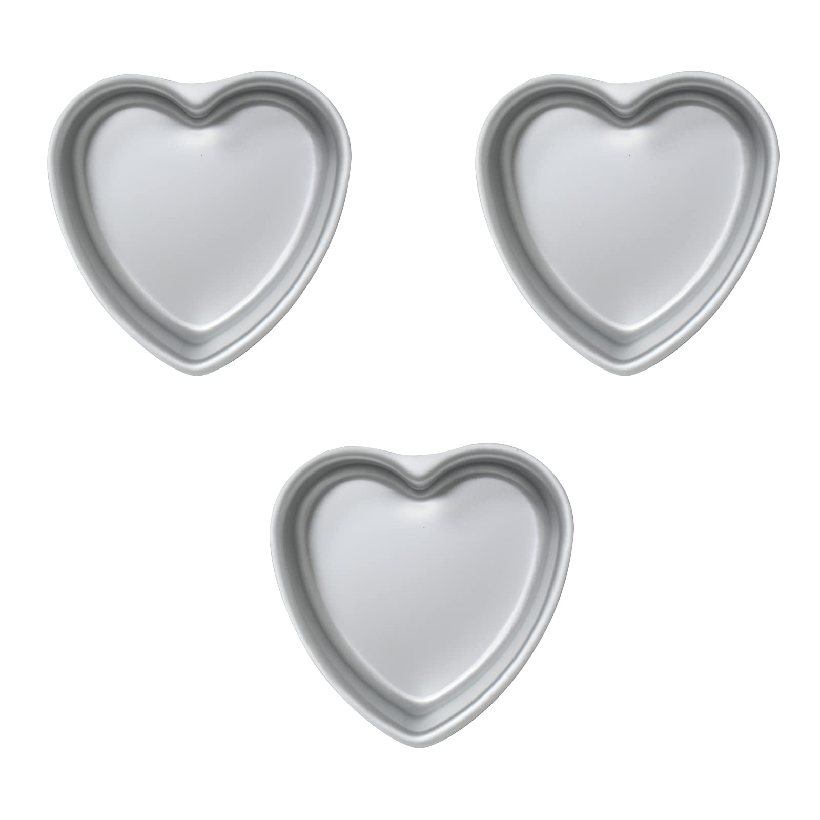 DHMHD  Set of 3 Heart Shaped Cake Pans 6 by 2 Inch Aluminum Cake Tins for Weddings Parties and Family Baking durable home and garden accessory