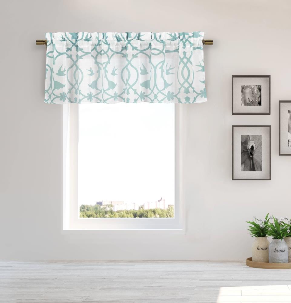 Duck River Textile DAWN 14850=12 15-in Blue Mist Sheer Standard Lined Rod Pocket Curtain Panel Pair