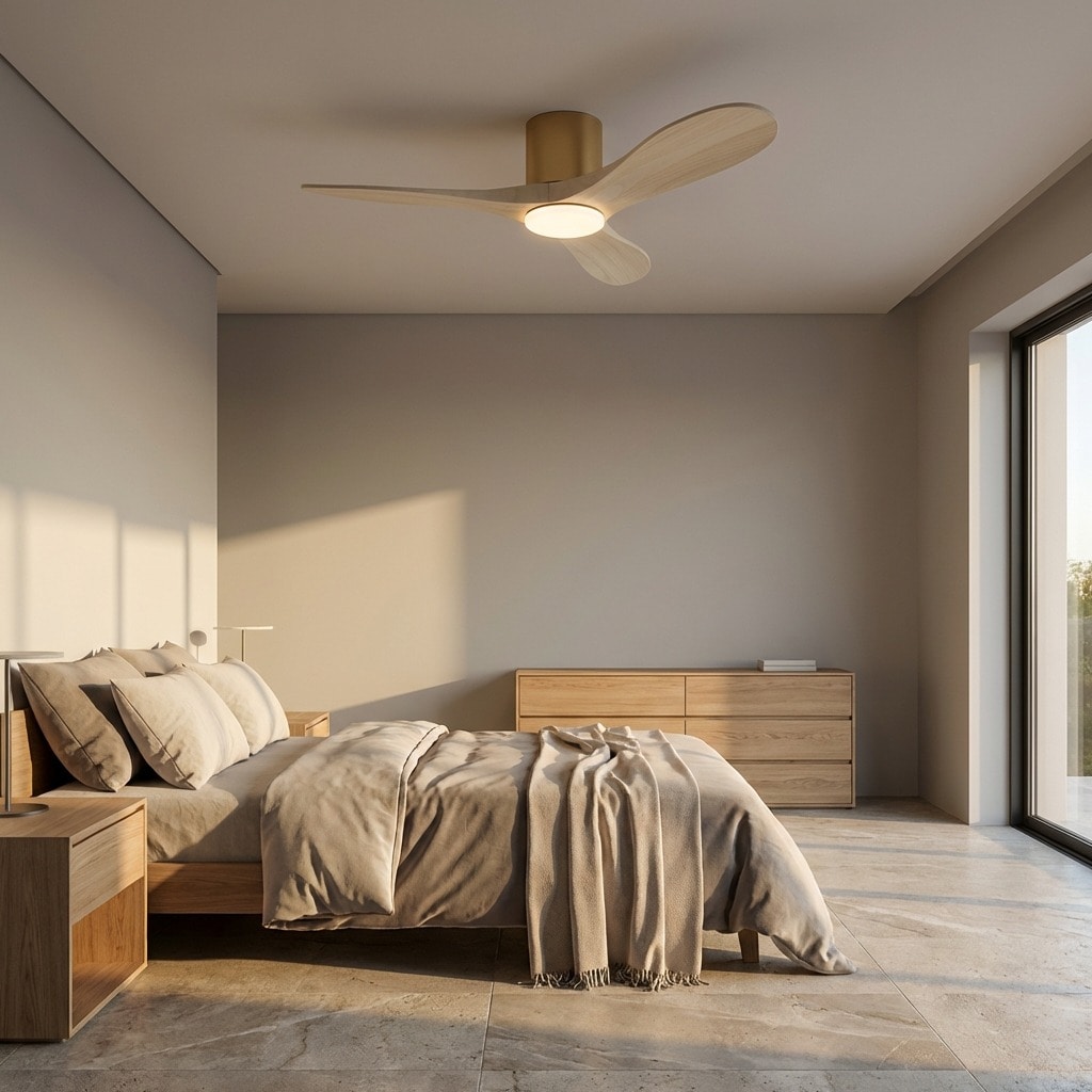 Generation Lighting Maverick 44-in Burnished Brass LED Covered Outdoor Flush Mount Ceiling Fan With Light and Remote Control Included Sansujyuku sansujyuku.com