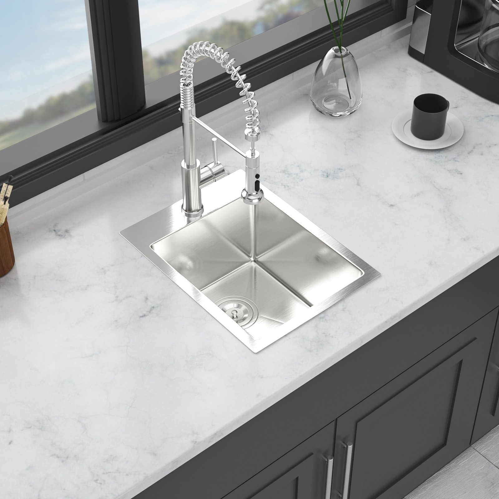 Dimakai 15x20x10 Inch Drop In Bar Sink 16 Gauge Stainless Steel Single Bowl Topmount