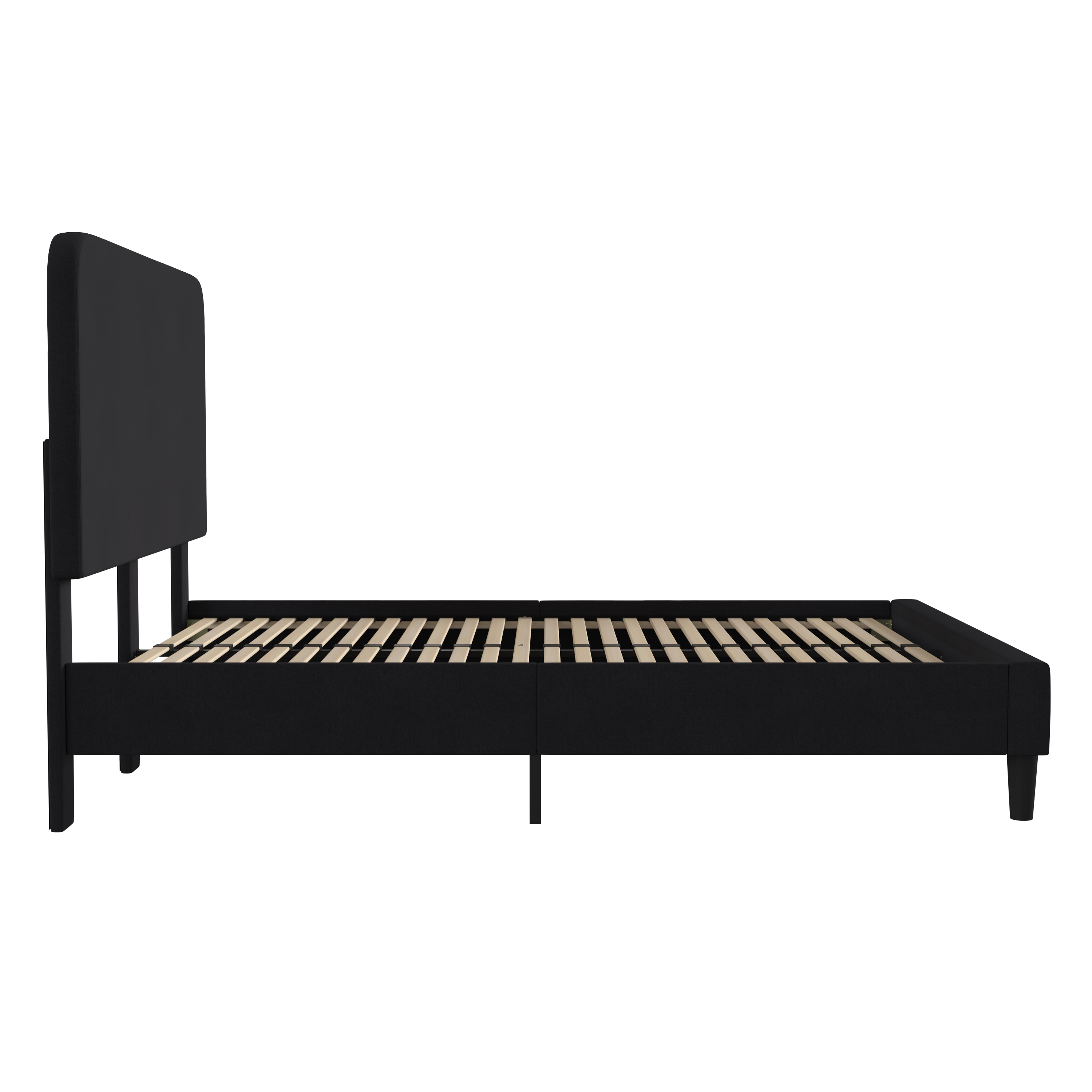 Charcoal Queen Upholstered Platform Bed with Rounded Headboard