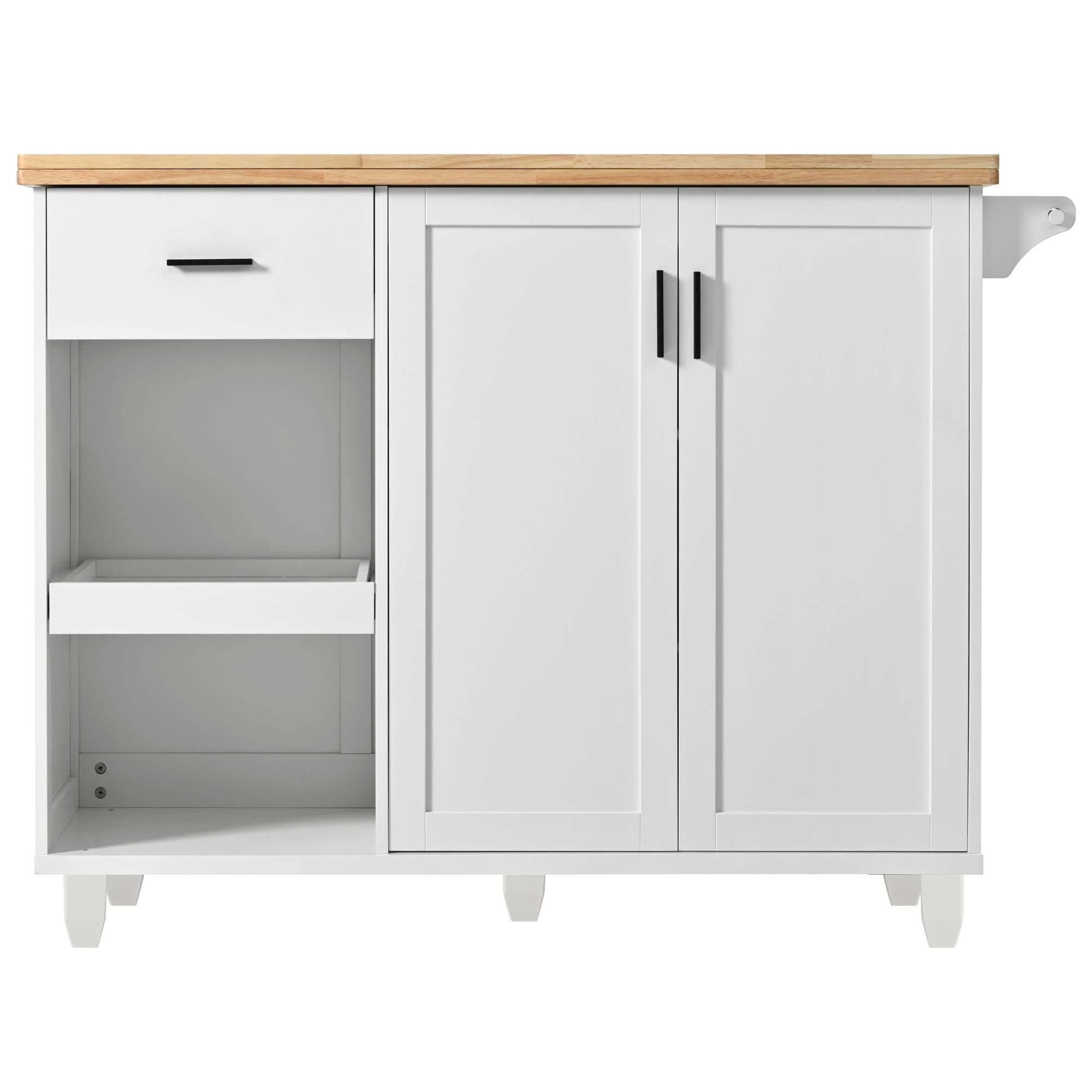 Bybafun Gray Mdf Base with Mdf Wood Top Rolling Kitchen Island (33.2-in x 49-in x 37.5-in)