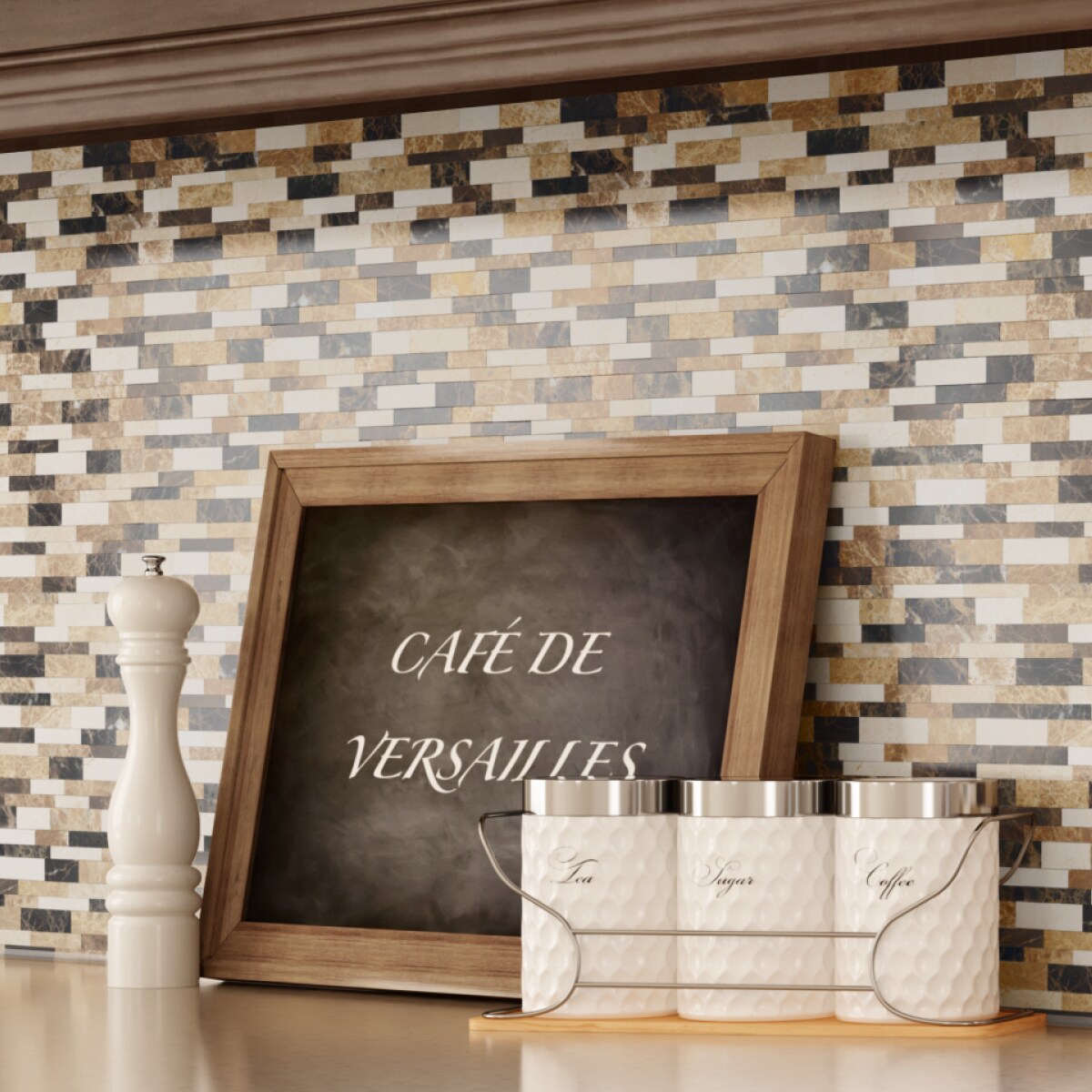 Smart Tiles Bellagio Santi Brown 10-in x 10-in Glossy Resin Linear  Patterned Peel and Stick Wall Tile (2.65-sq. ft/ Carton) in the Tile  department at