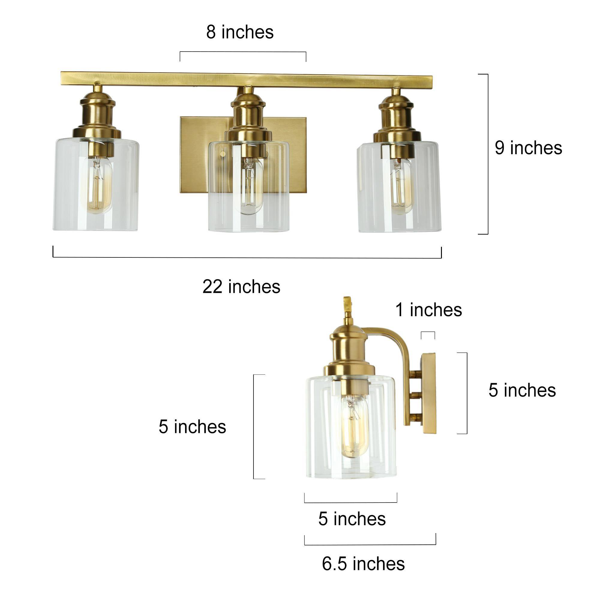 ZEVNI Beecher 22-in 3-Light Polished Gold LED Transitional Vanity Light ...