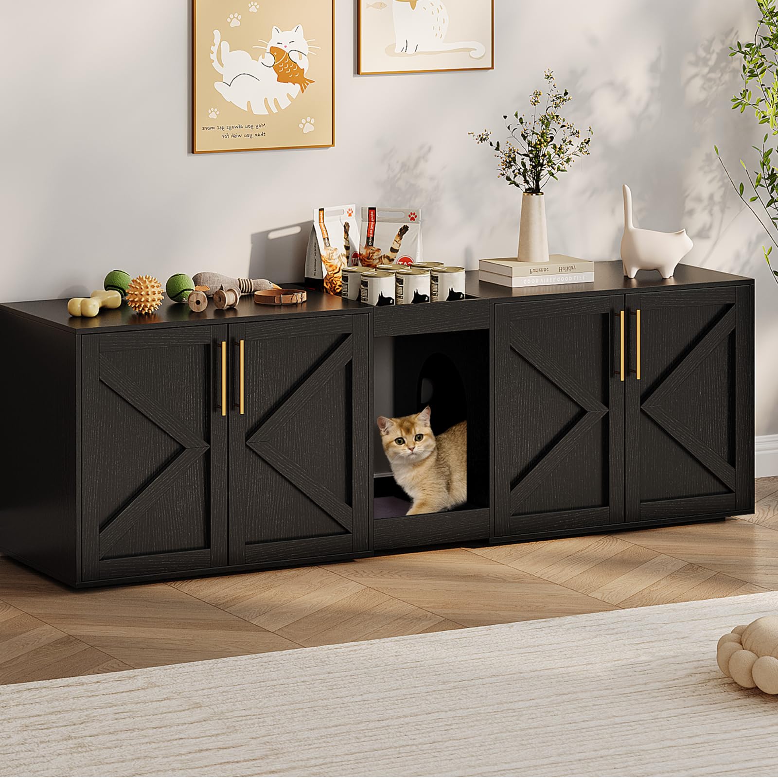 New Age Pet Espresso Black Hooded Litter Box Concealment EHLB801