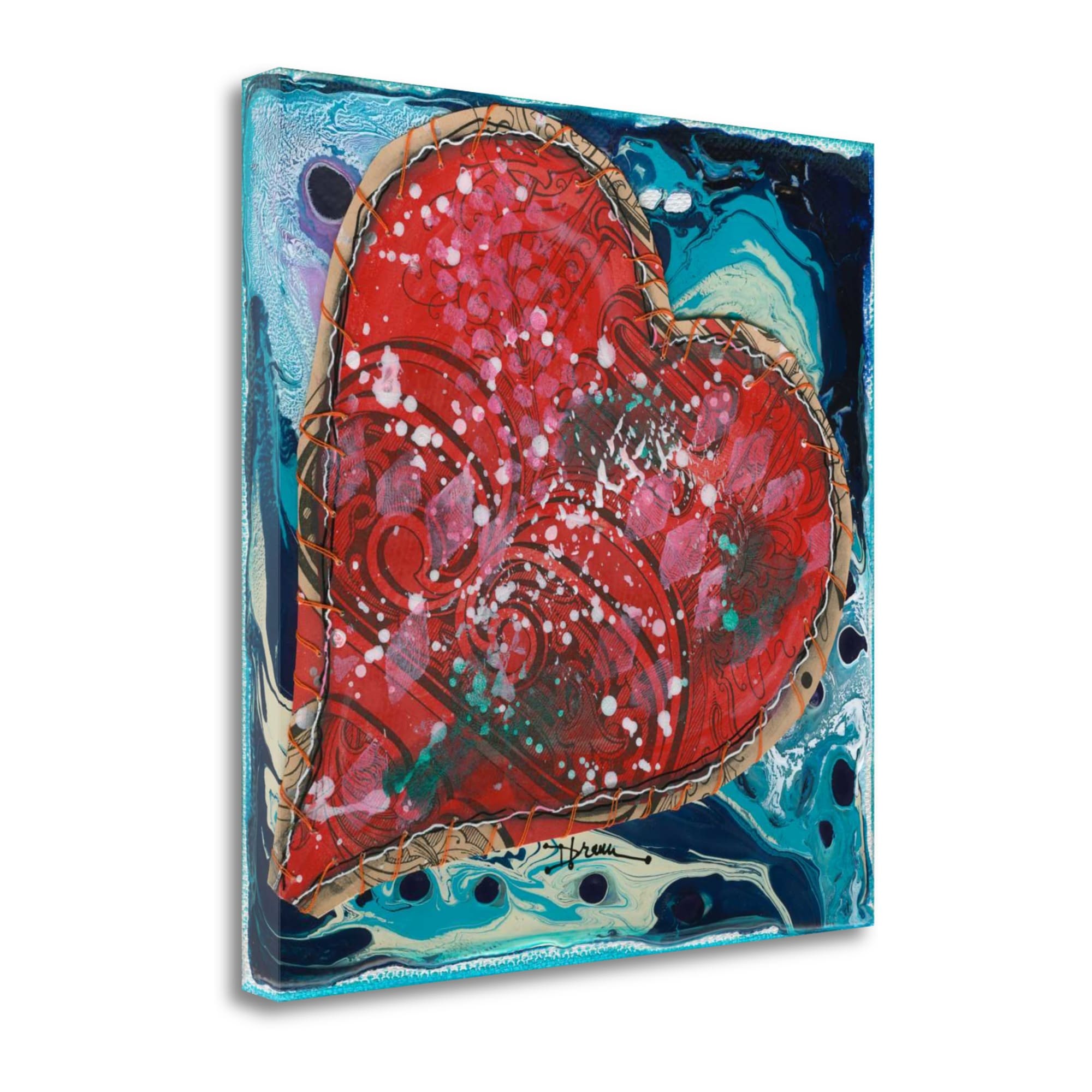 Tangletown Fine Art SBBD1076-1818C Stitched Red Heart I Denise Braun 18-in H x 18-in W Print on Canvas