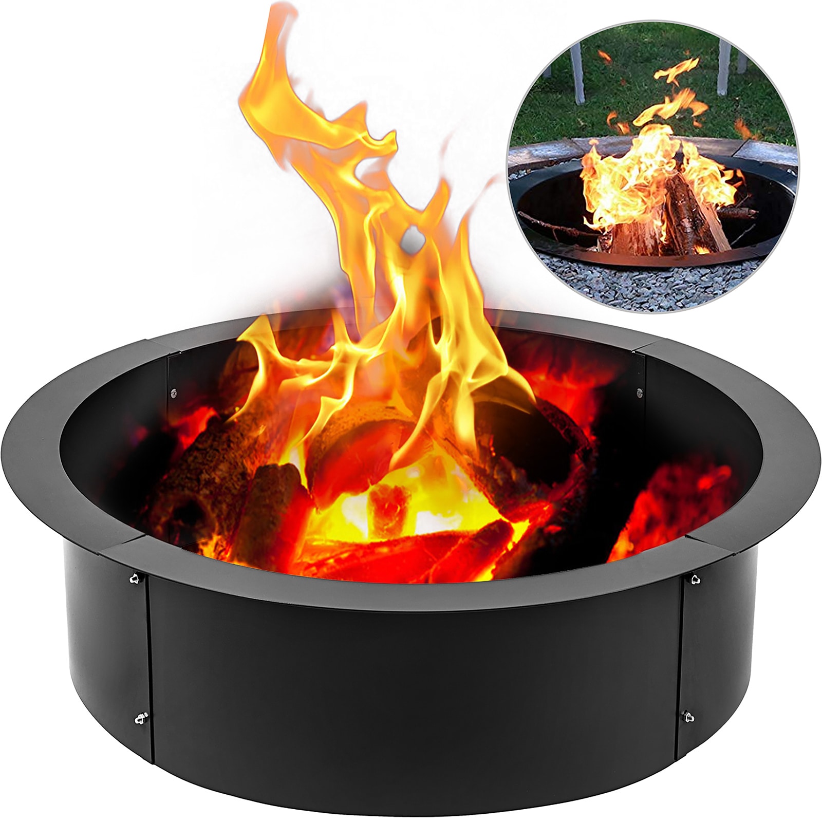 VEVOR Fire Pit Ring 45-Inch Outer/39-Inch Inner Diameter, 3.0mm Thick Heavy  Duty Solid Steel, Fire Pit Liner DIY Campfire Ring Above or In-Ground for  Outdoor in the Fire Rings department at
