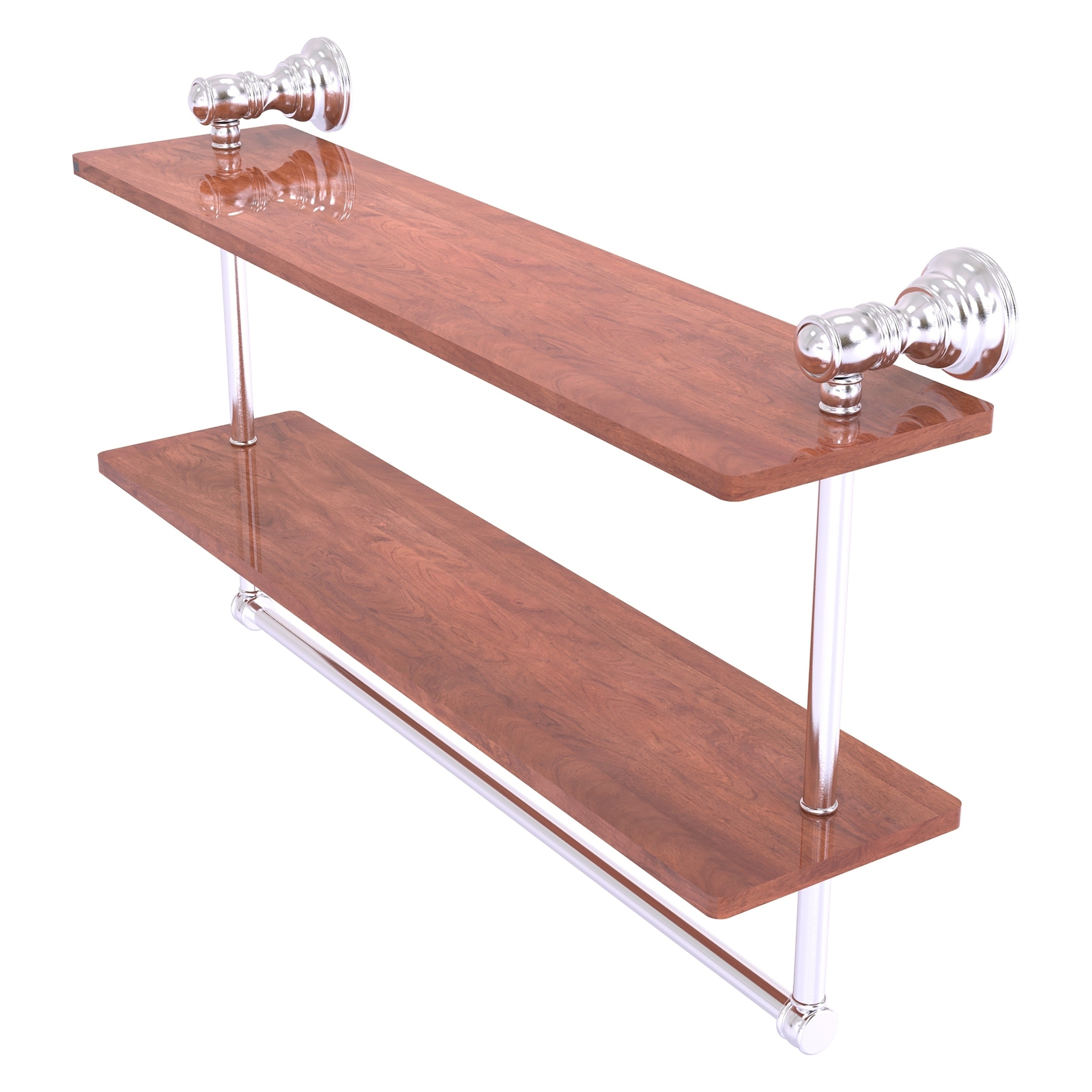 Allied Brass CL-2-22TB-IRW-SCH Carolina Satin Chrome 2 -Tier Wall mount Bathroom Shelf ( 22-in x 9.5-in x 5-in )
