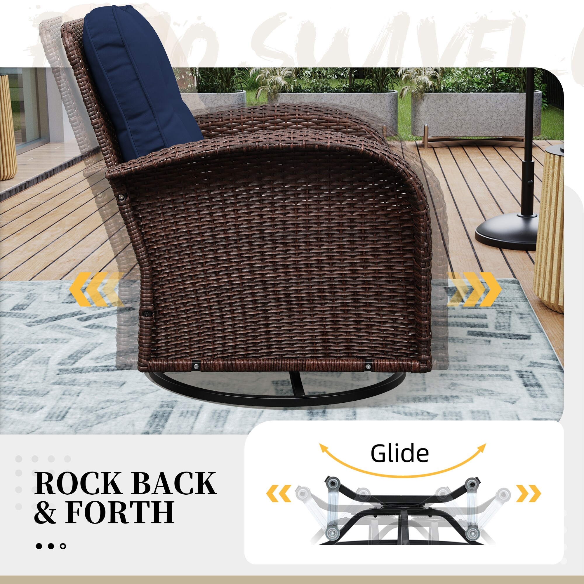 UPHA Y11BR-NAVYBLUE Patio-Conversation-Sets - View #5