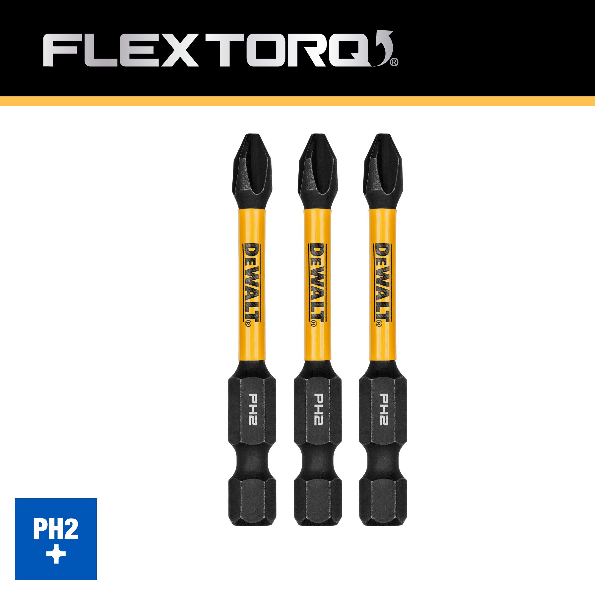 DEWALT Flextorq 1/4-in x 2-in Phillips Impact Driver Bit (3-Piece) in the Impact  Driver Bits department at