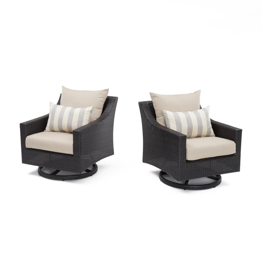 RST Brands OP-PECLB2M-SLT-K Deco Set of 2 Wicker Espresso Aluminum Frame Swivel Conversation Chair(s) with Gray Sunsharp Cushioned Seat