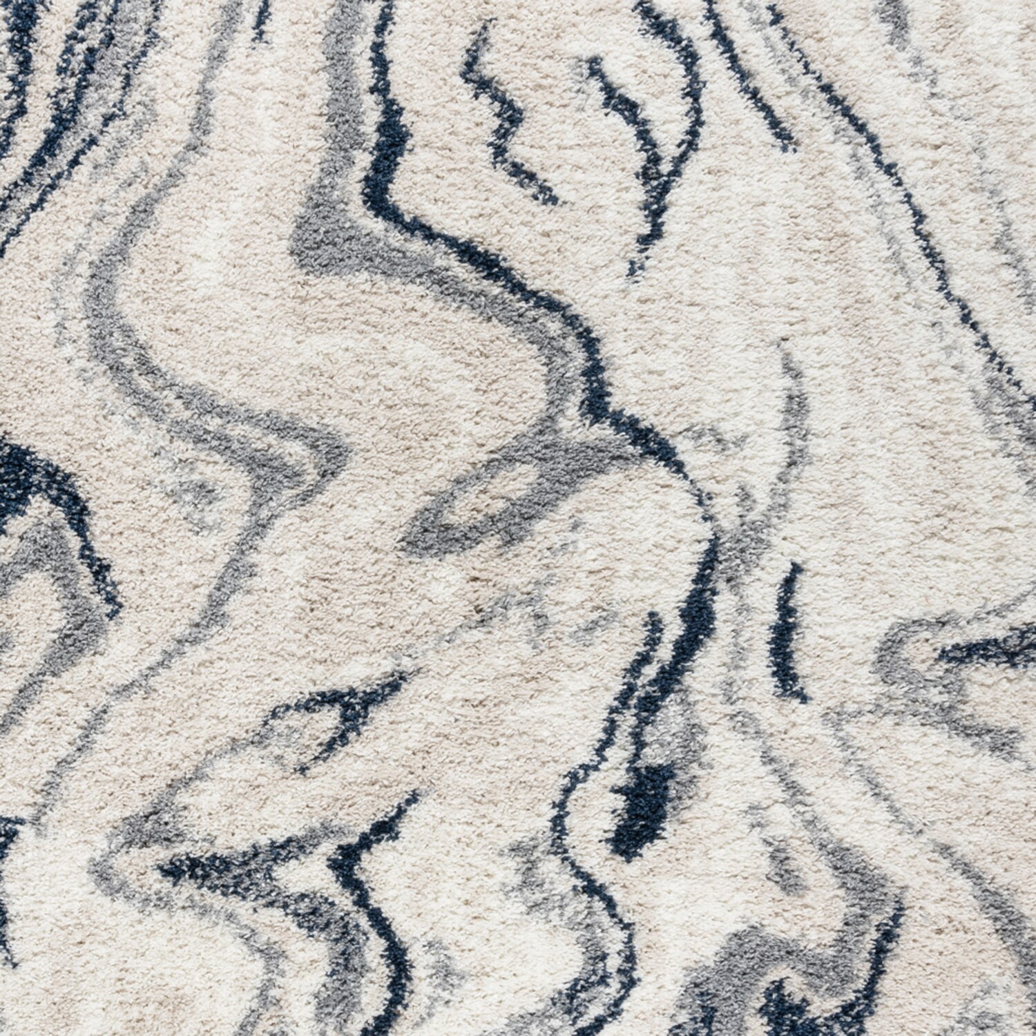 Anjou Navy and Beige Abstract Shag 8' x 10' Area Rug