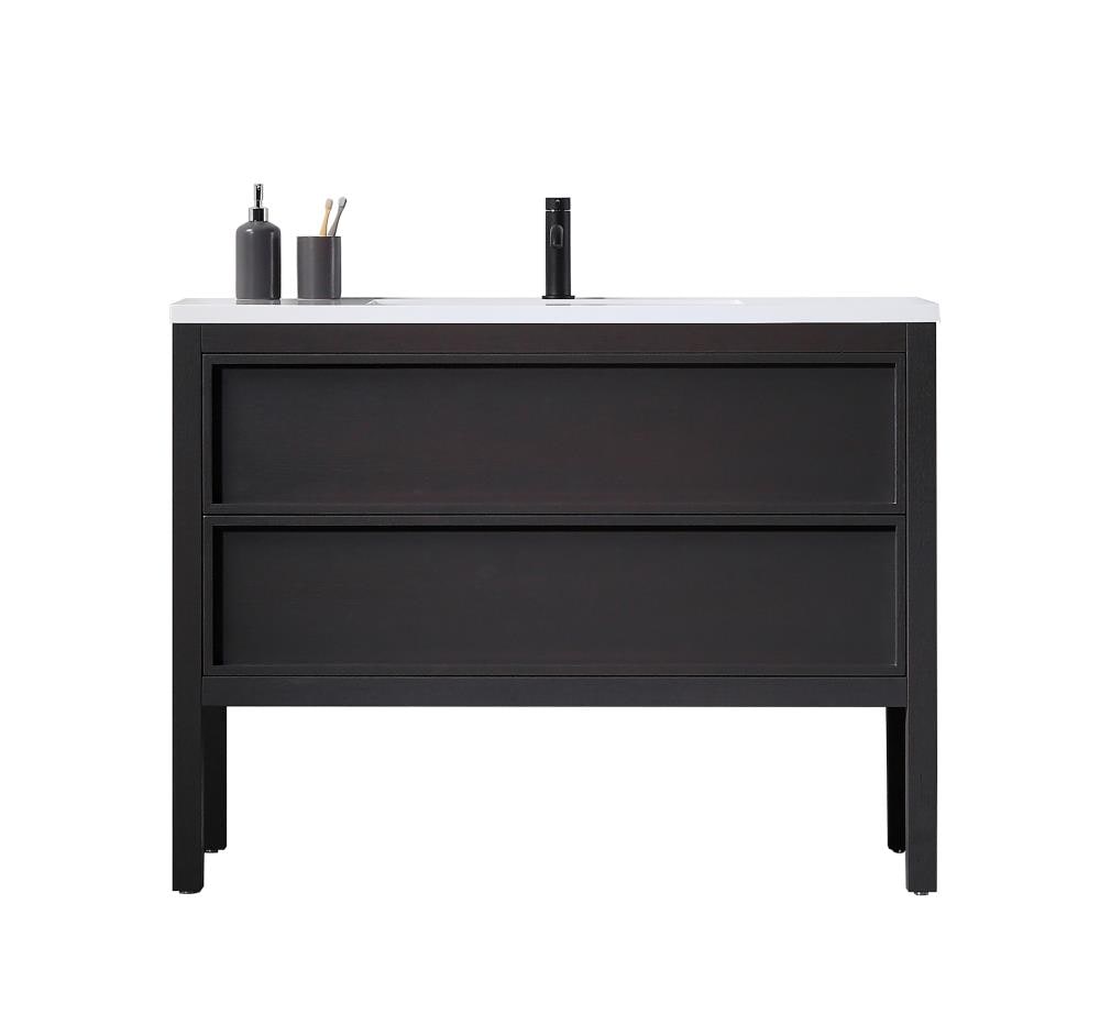 CARTISAN DESIGN VAANNCH48FD Astraea 48-in Charcoal Single sink Bathroom Vanity with Gloss White Solid surface Top