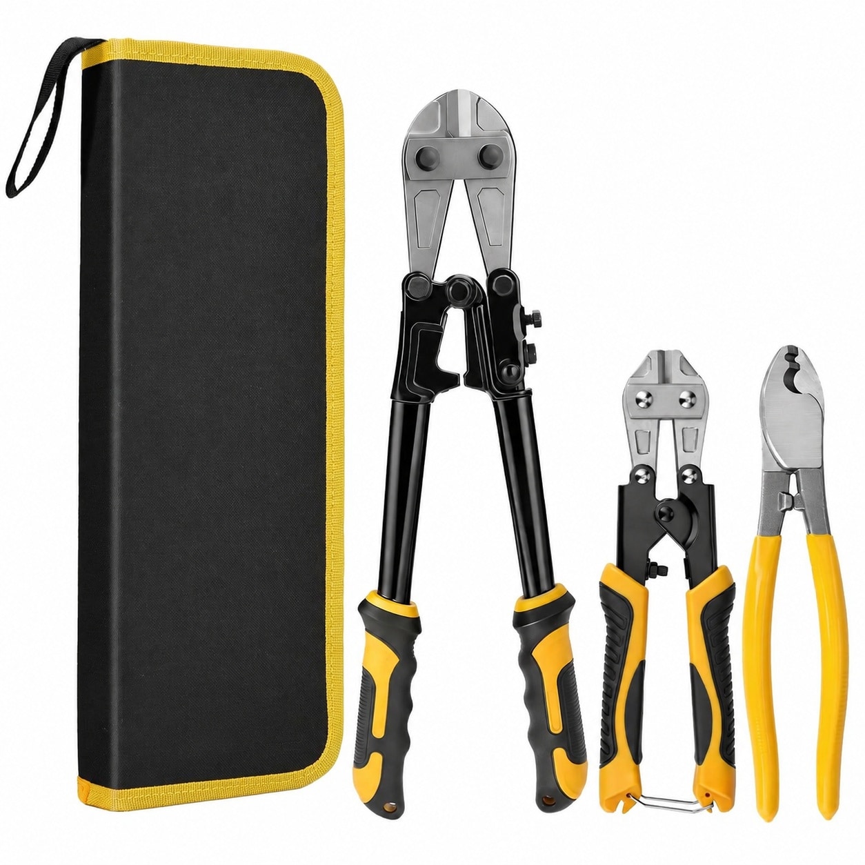 Yichuhaoxi  3 Piece Bolt Cutter Pliers Set 14 Heavy Duty Bolt Cutter 8 Mini Wire Cutter 8 Cable Cutter with Carrying Bag Cr V Blade for Metal Key