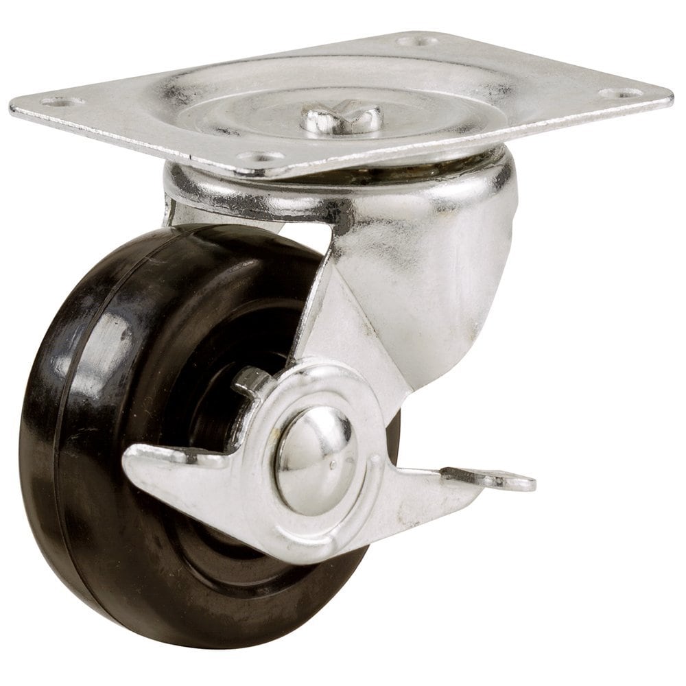 Shepherd Hardware 9509 2-Inch Soft Rubber Swivel Plate Caster with Side Brake 90-lb Load Capacity #9509-2E85-6F3D-6F3D
