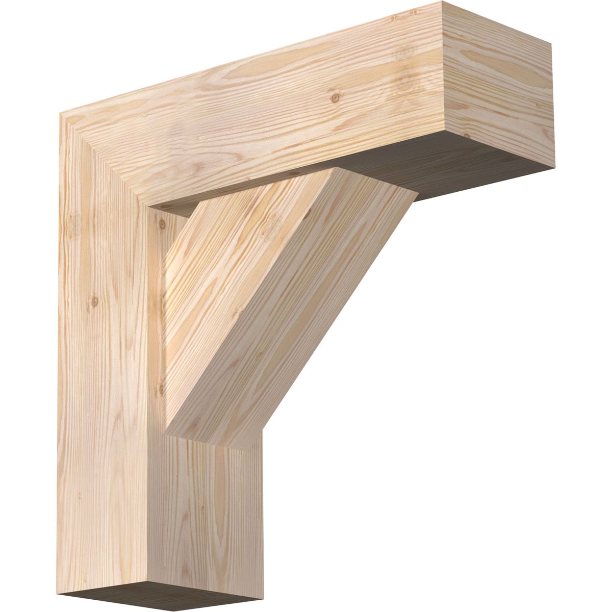 Ekena Millwork 1465070 Traditional block smooth bracket with offset brace 7-1/2-in x 22-in x 22-in Douglas fir Brown Wood Standard bracket