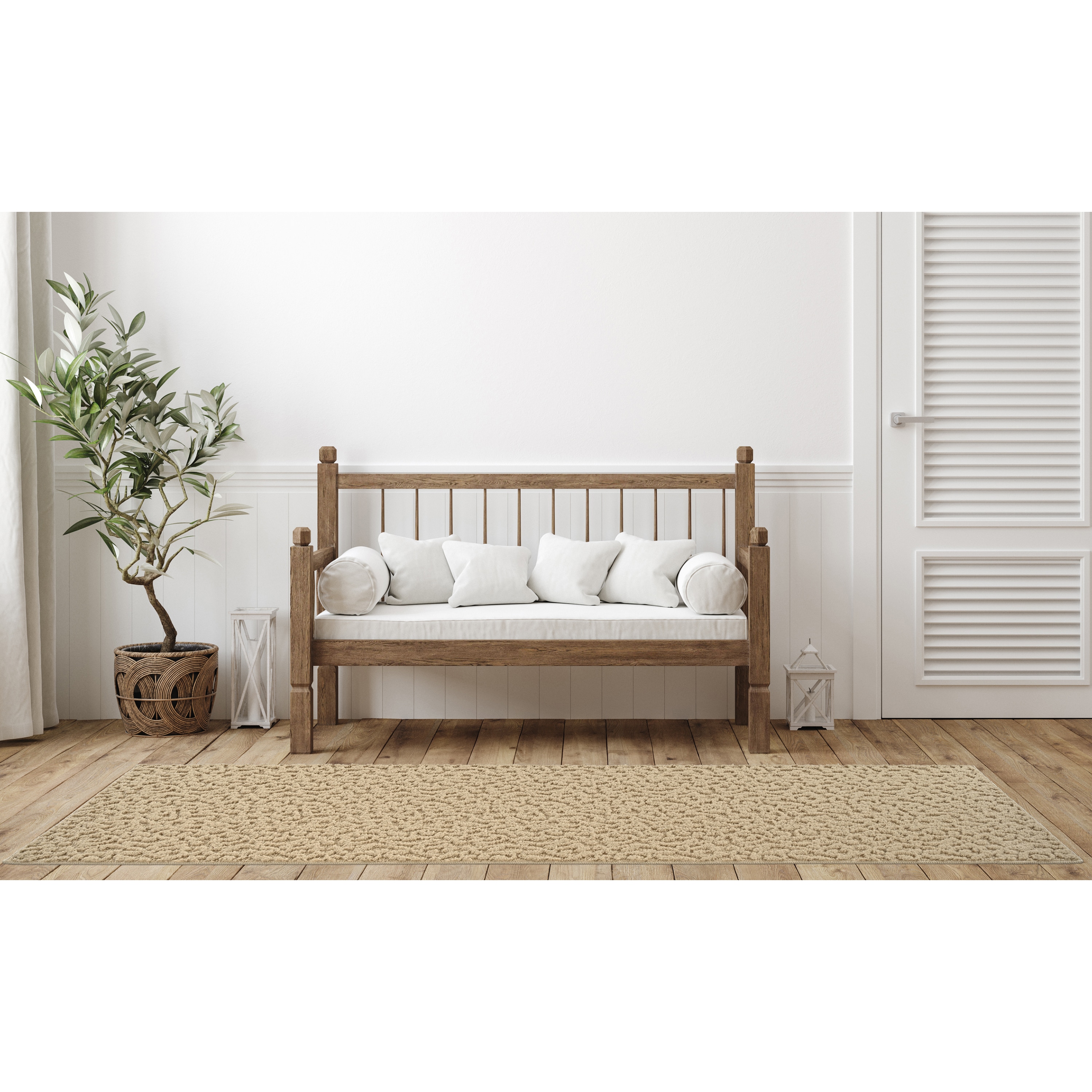 Garland Rug CL010N03614401 Ivy 3 x 12 (ft) Tufted Polypropylene Tan Rectangular Indoor Floral/Botanical Farmhouse/Cottage Runner rug