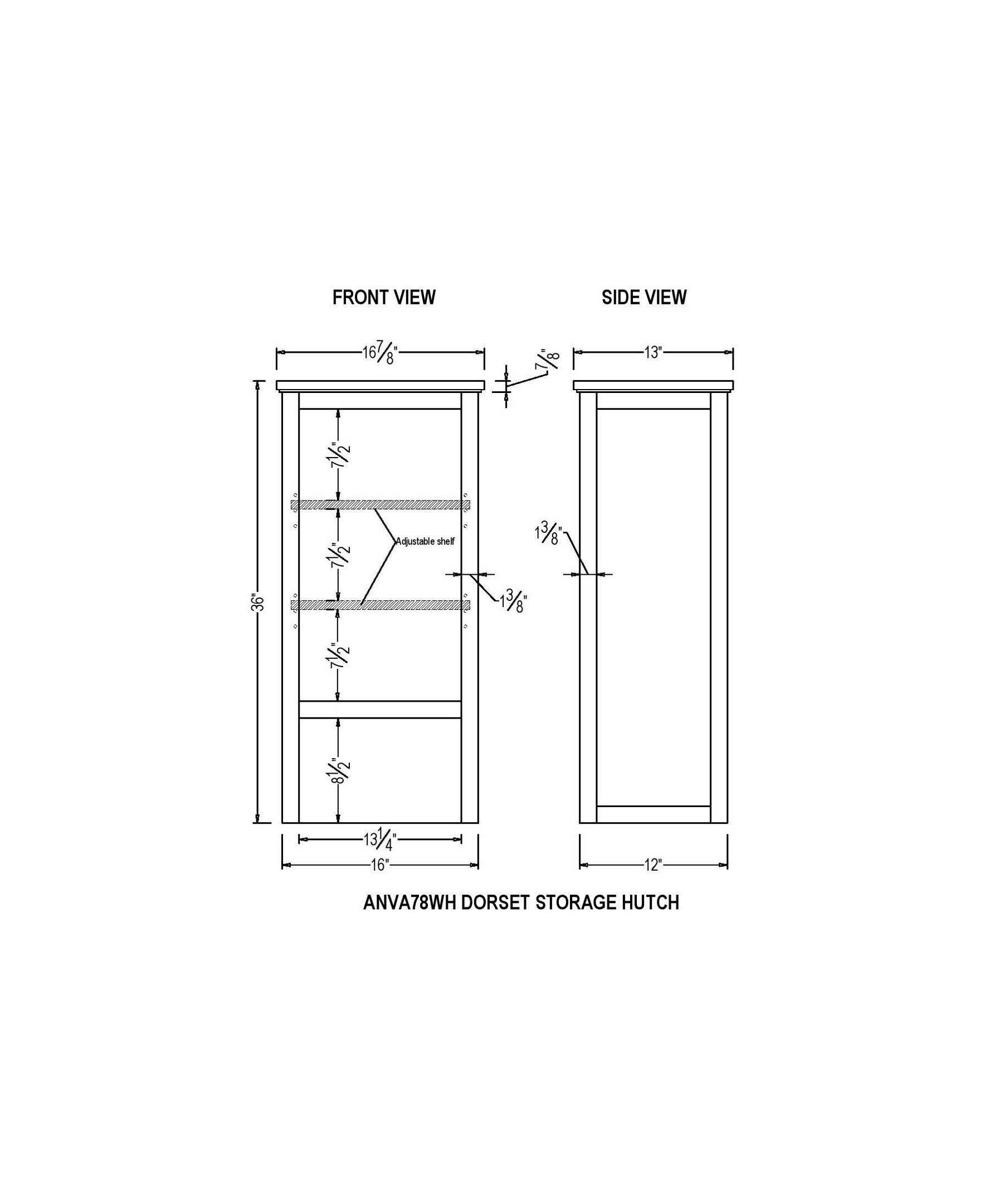 Dorset Classic White Bathroom Shelving Hutch with Adjustable Shelves