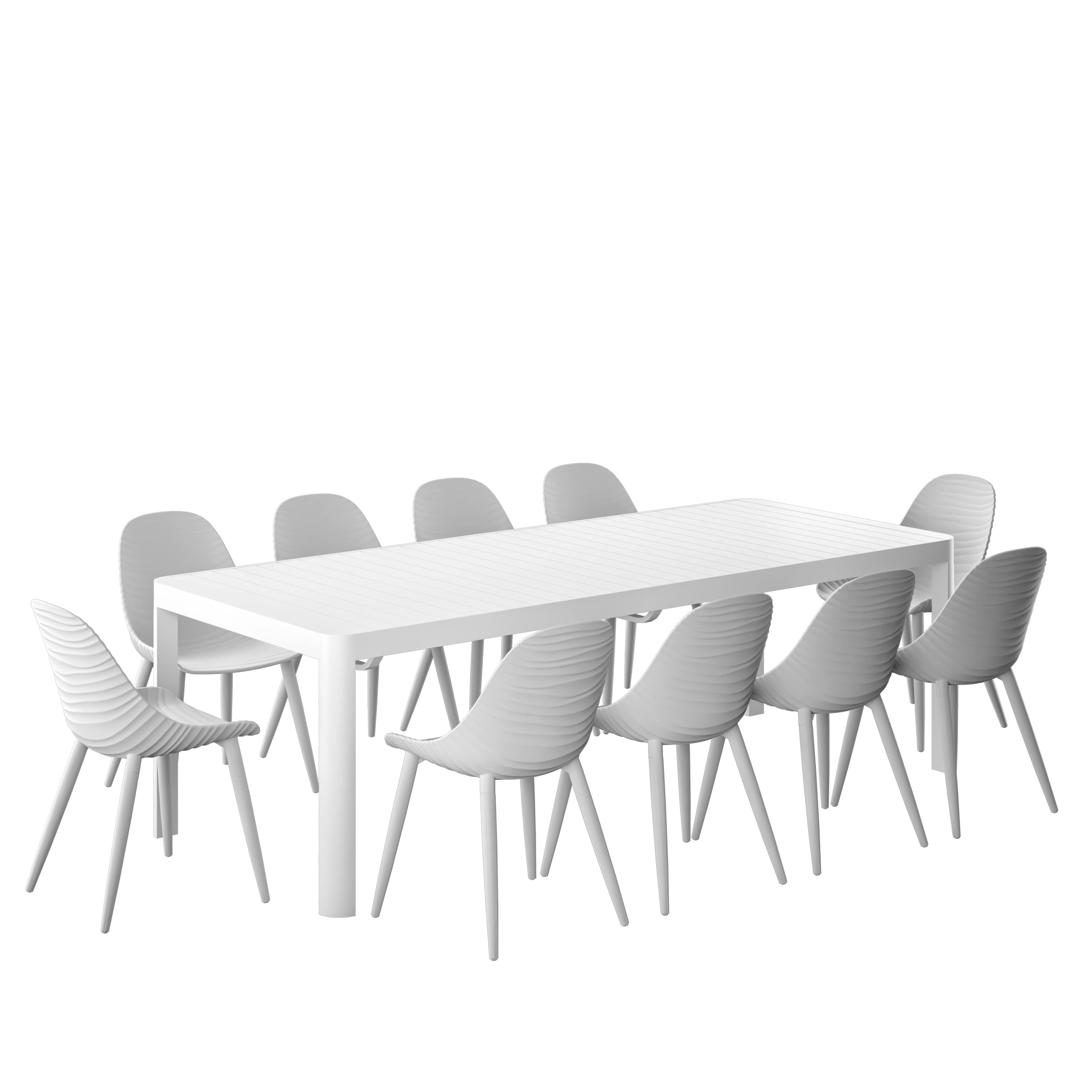 Amazonia CALEXTWHT-10STRWTAL Urban Elements Panay Patio Dining Set for 10 – Perfect for Family and Friends - Modern and Stylish Dining Table with Chairs