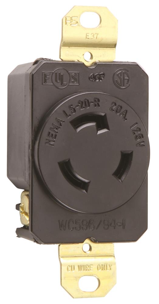 Legrand L520RCCV3 Turnlok 20 -Amp 125-volt Industrial Round Outlet , Black