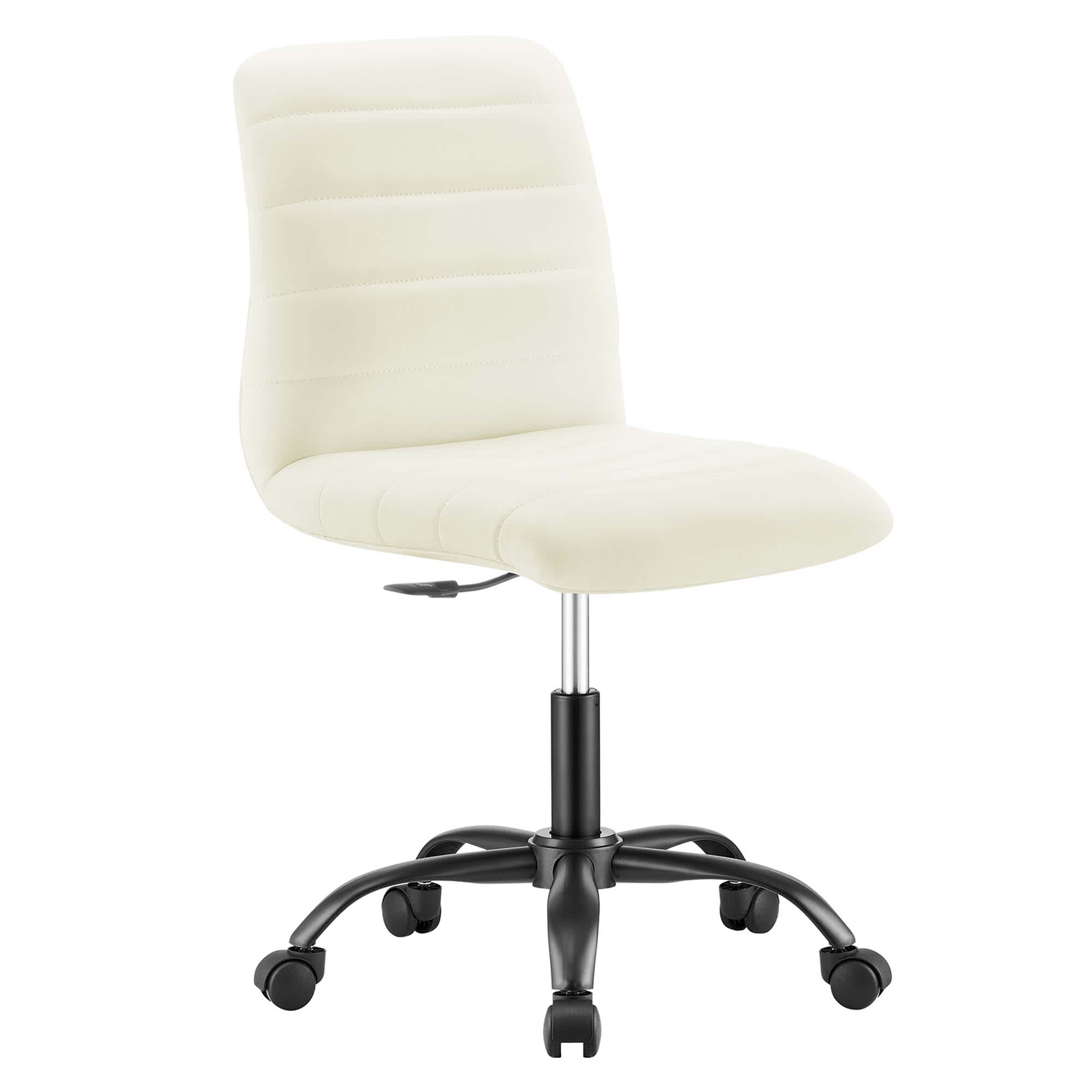 Ripple Armless Vegan Leather Office Chair in Black White