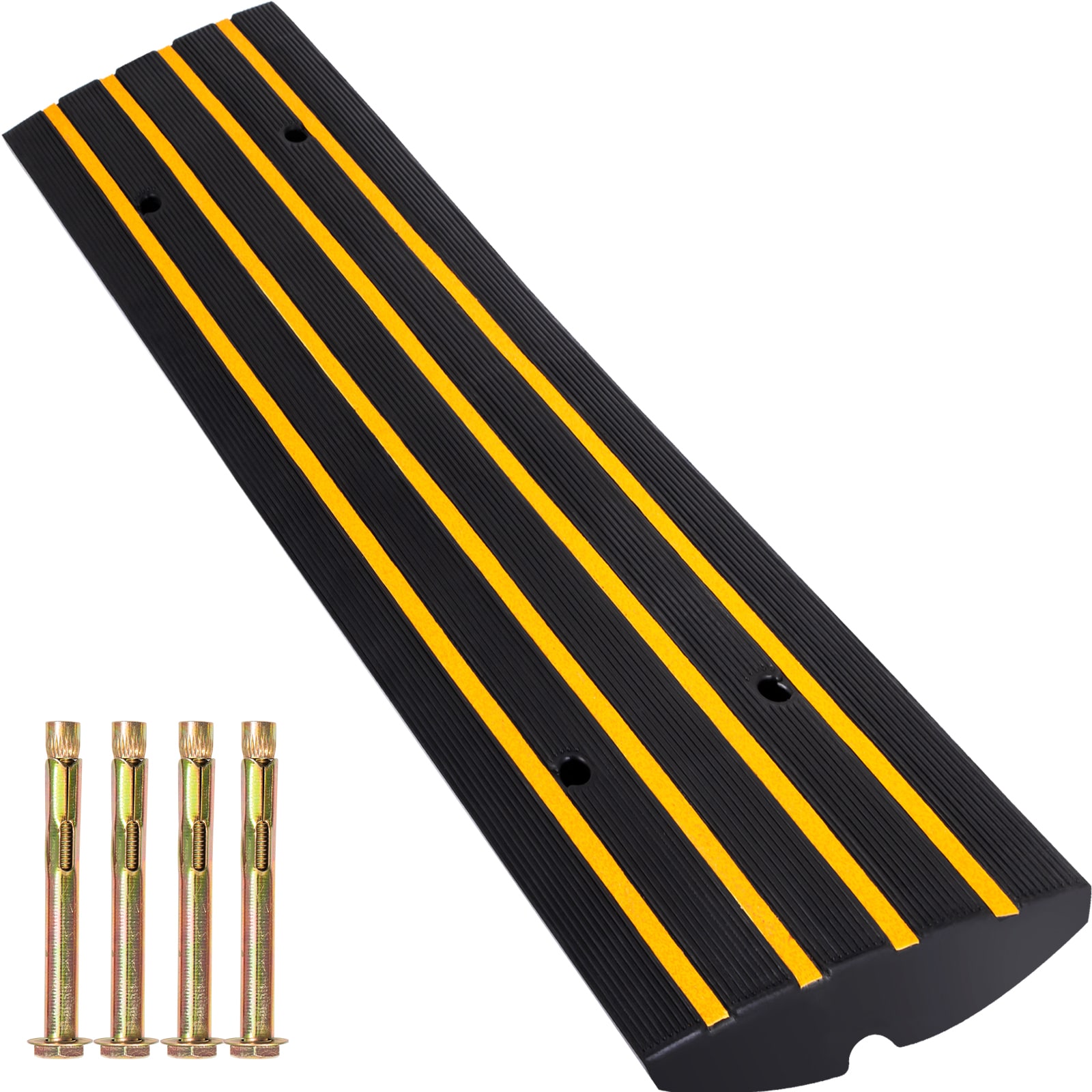 VEVOR 4 Pack of 1-Channel Rubber Cable Protector Ramps Heavy Duty 22046Lbs  Load Capacity Cable Wire Cord Cover Ramp Speed Bump Driveway Hose Cable  Ramp Protective Cover