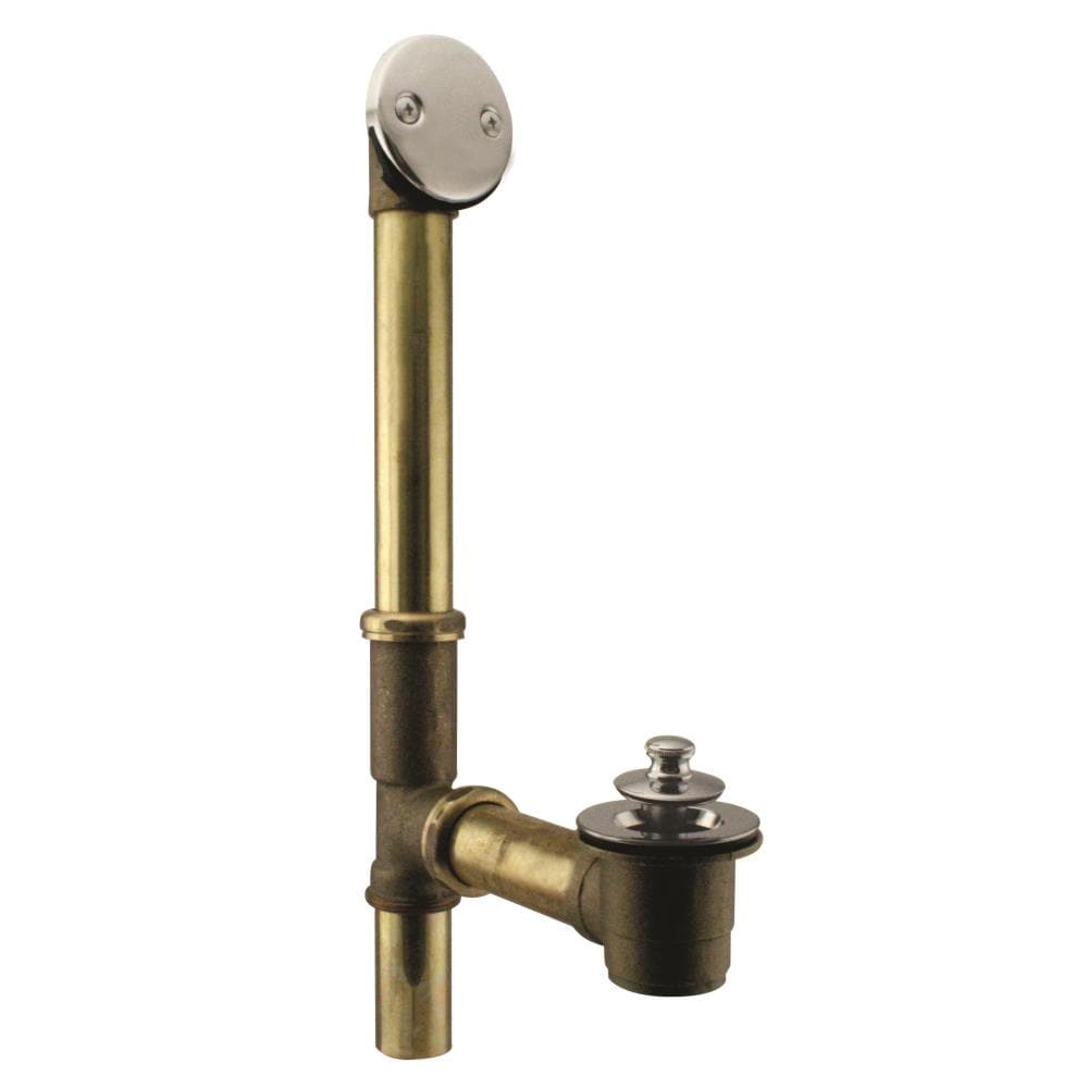 WESTBRASS D321-05 Bath Waste and Overflow Twist and Close- 14" Make-up, 17 Ga. Tubing In Polished Nickel
