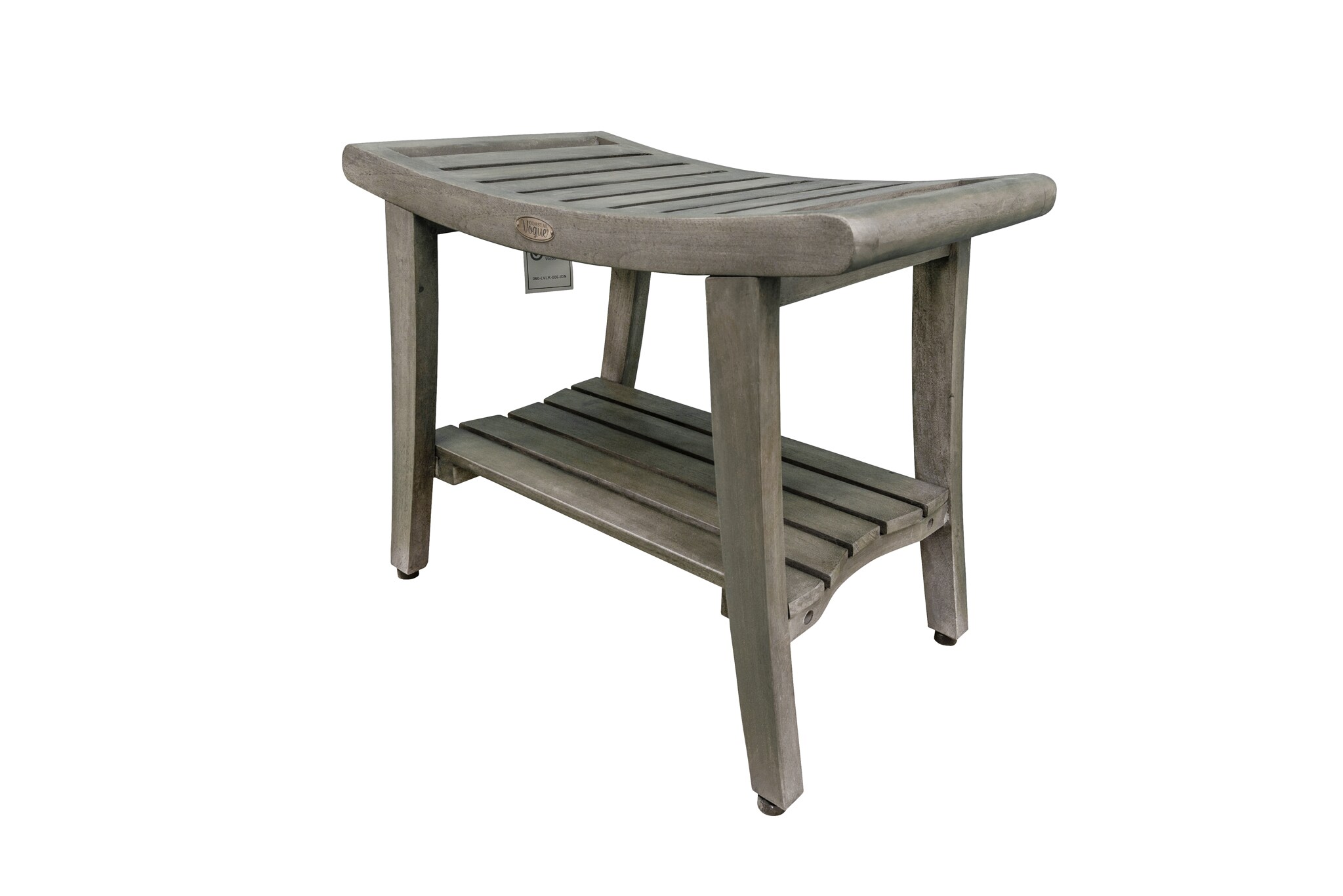 CoastalVogue GR155-L Antique Gray Teak Freestanding Shower bench