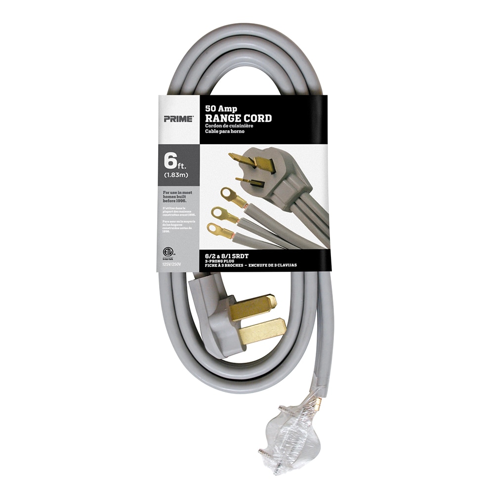 PRIME RD628106L  6-ft 50 -Amp 3 -Prong Gray Range Appliance Power Cord