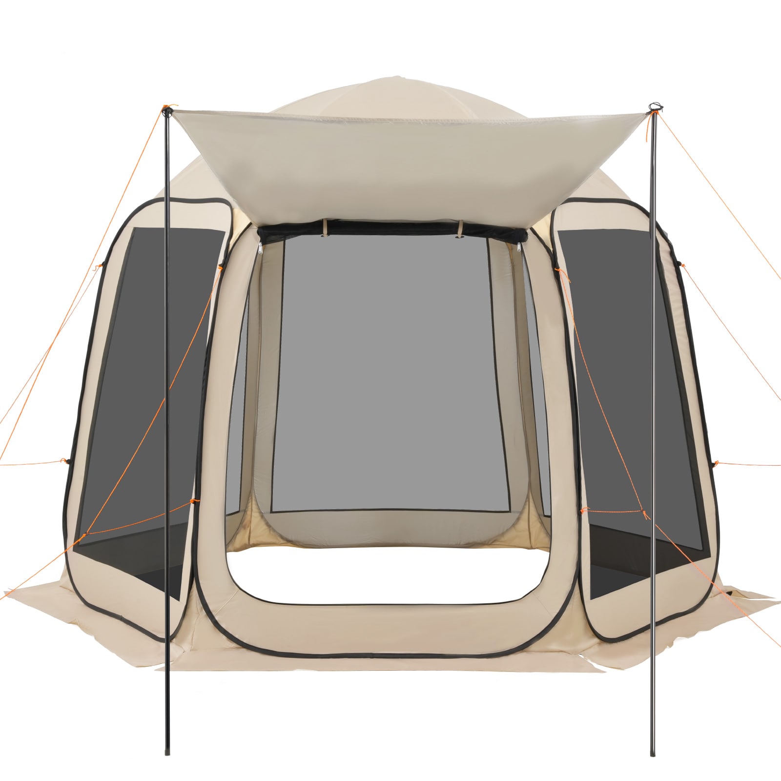 LUXEYARD Screen House Tent 10 x 9.2 ft 4 8 Person Pop Up Screen Tent with Extended Awning Portable Screened in Canopy with Carry Bag Netting Sides for Patio Backyard and Outdoor Activities Beige
