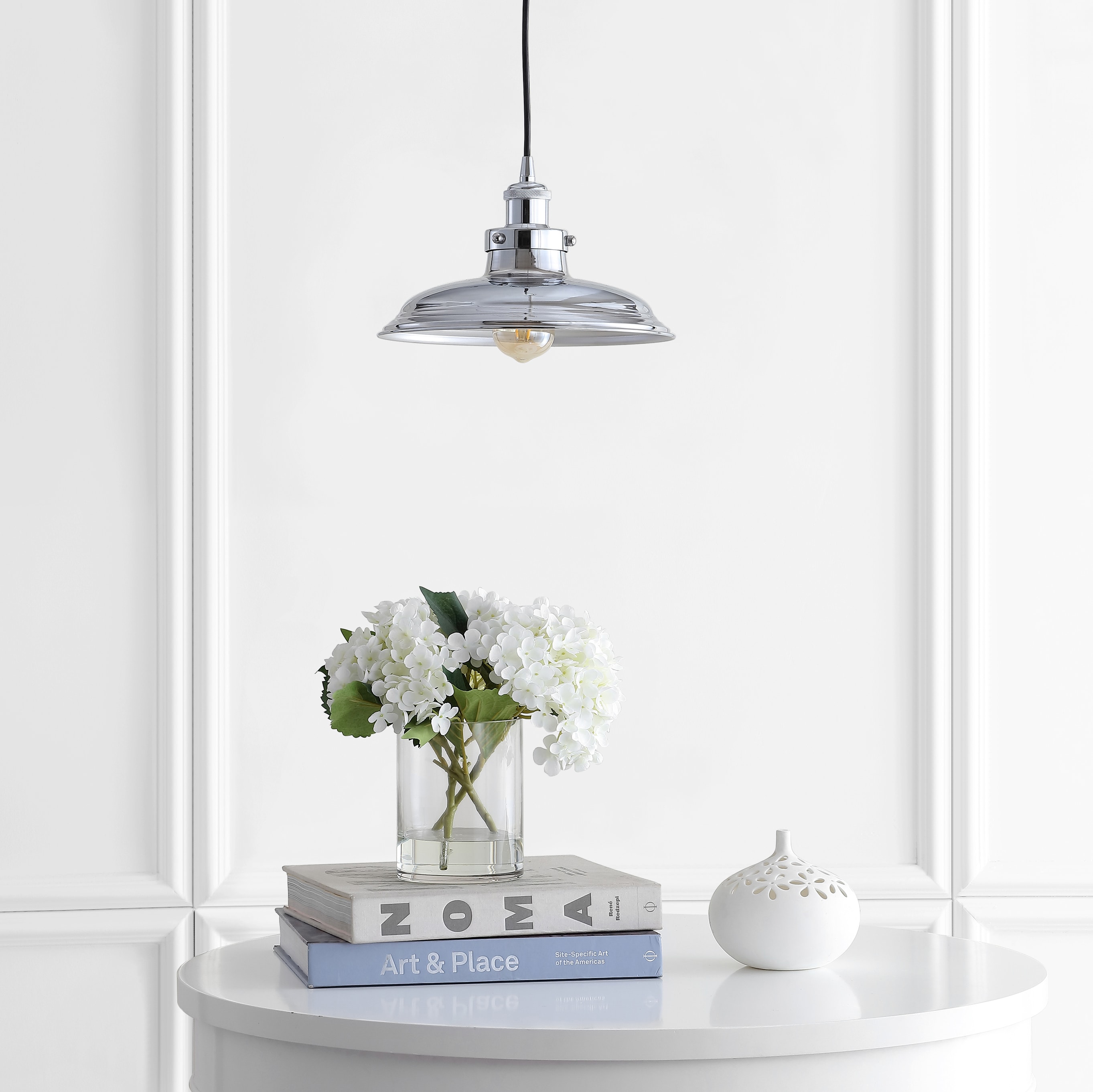 Bedford Rustic French Country Chrome Globe LED Pendant Light