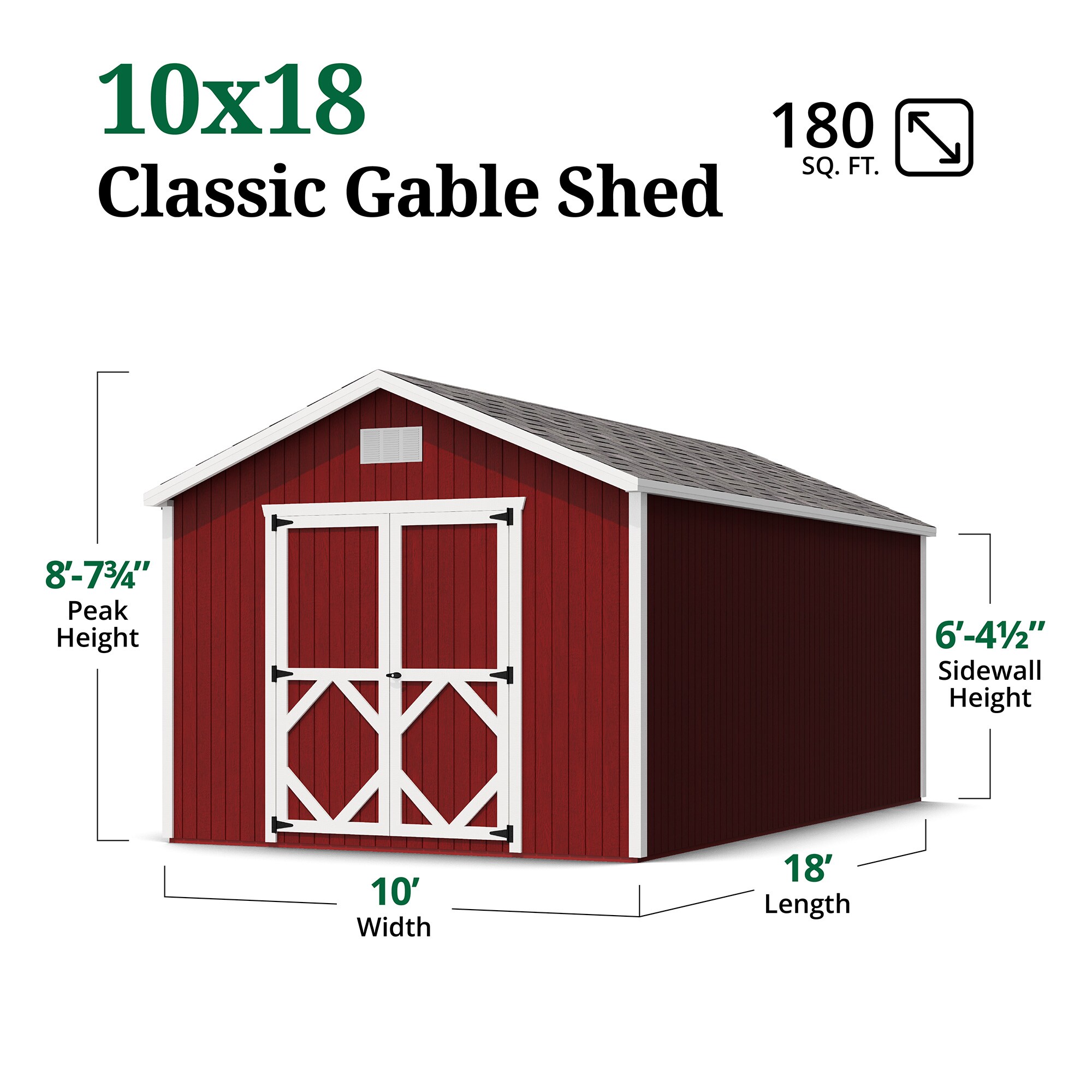 Little Cottage Co 10X18 CGS-PC-FK Wood-Storage-Buildings - View #3