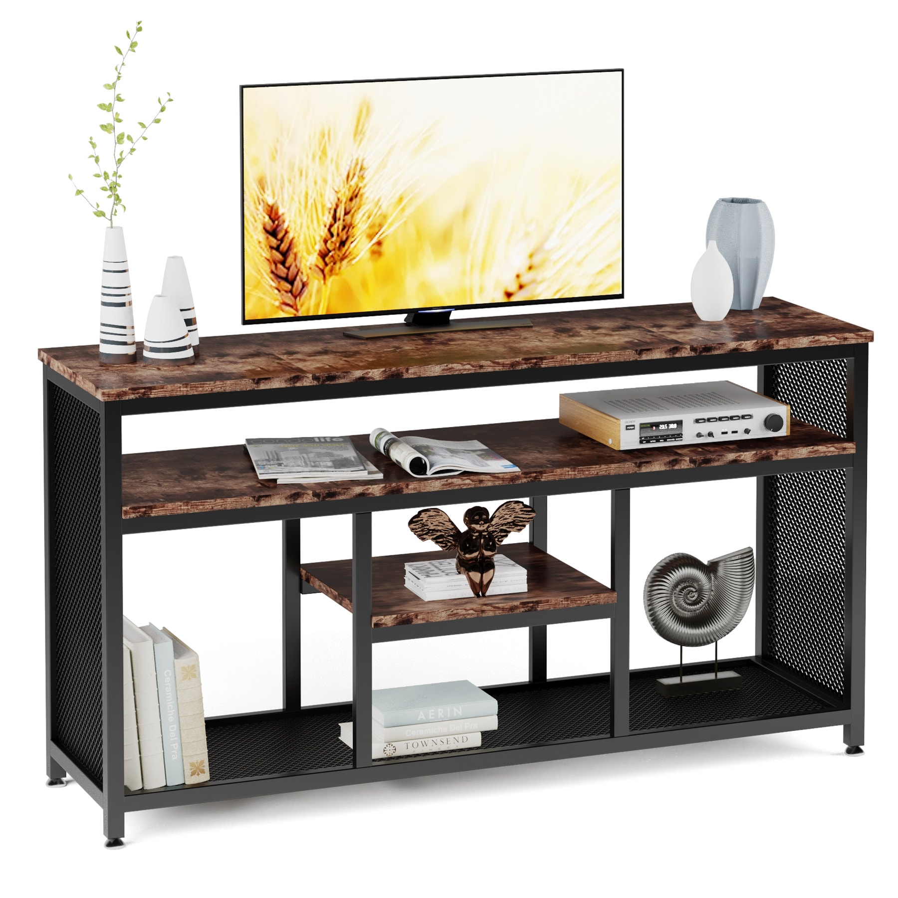 Tribesigns 59 Inch Rustic, Tv Stand With Matching Sofa Table