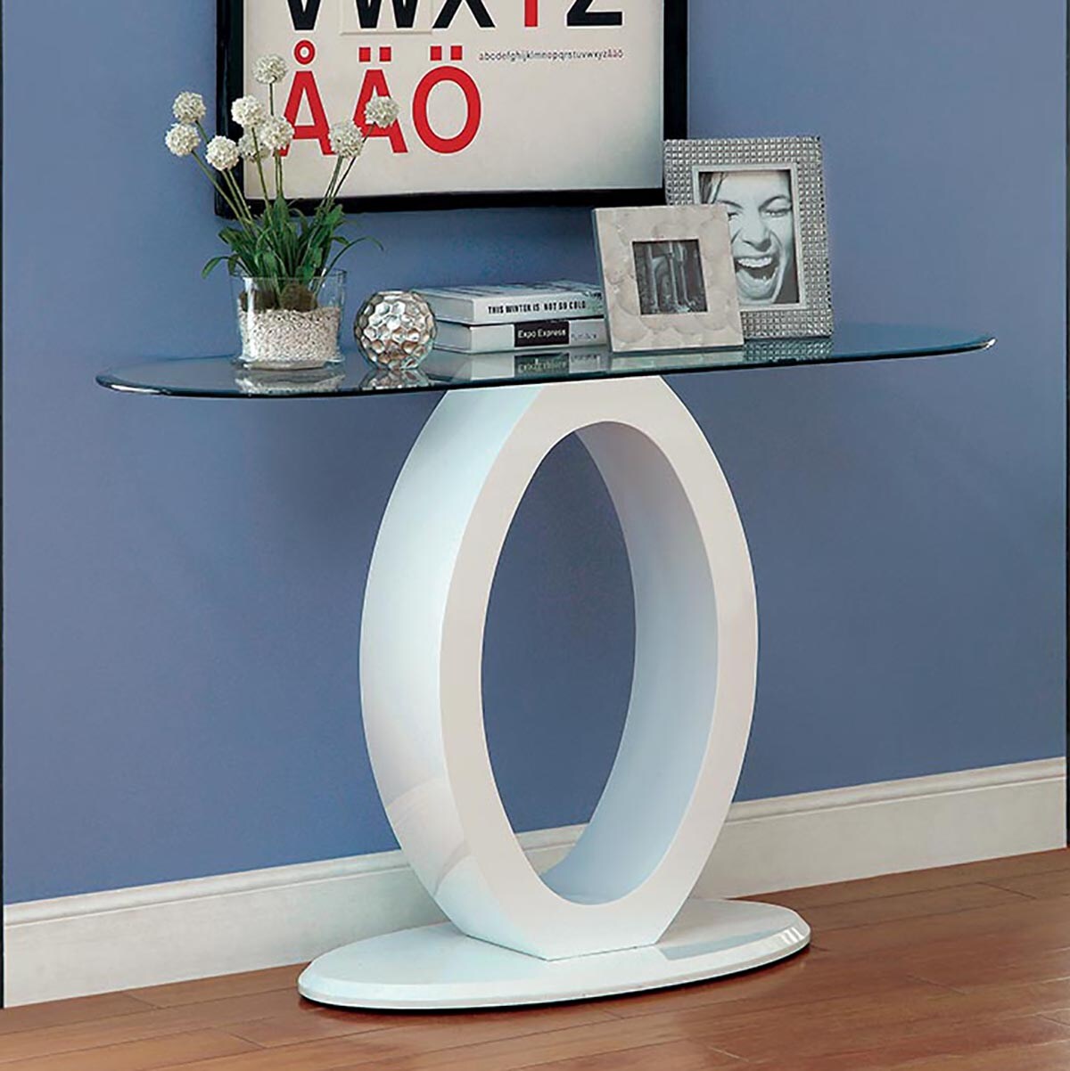 Furniture of America IDF-4825WH-S Merrimack Modern Clear Console Table
