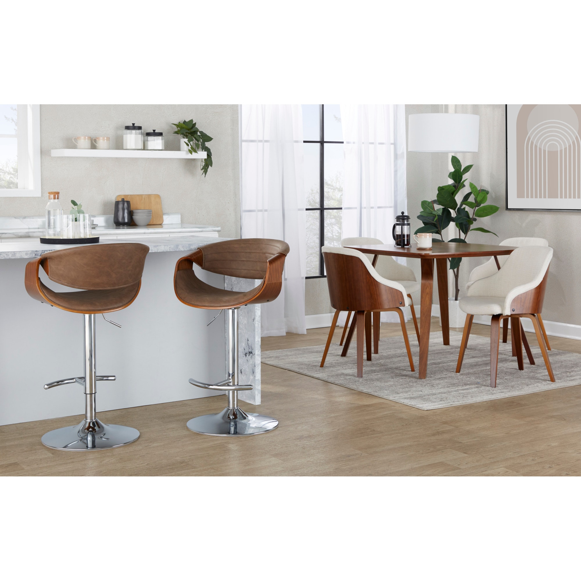Roomfitters Set of 2 Modern Swivel Bar Stools Adjustable Counter Chairs ...