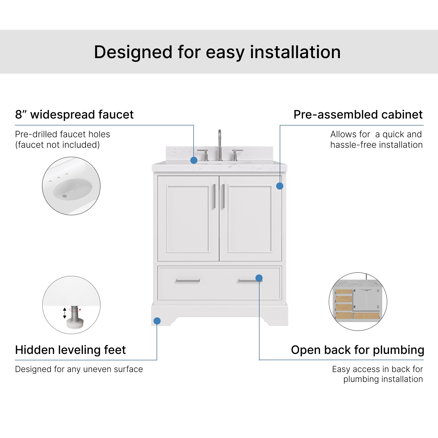 ARIEL M030SCQOVOWHT Bath-Vanity-Combo - View #6
