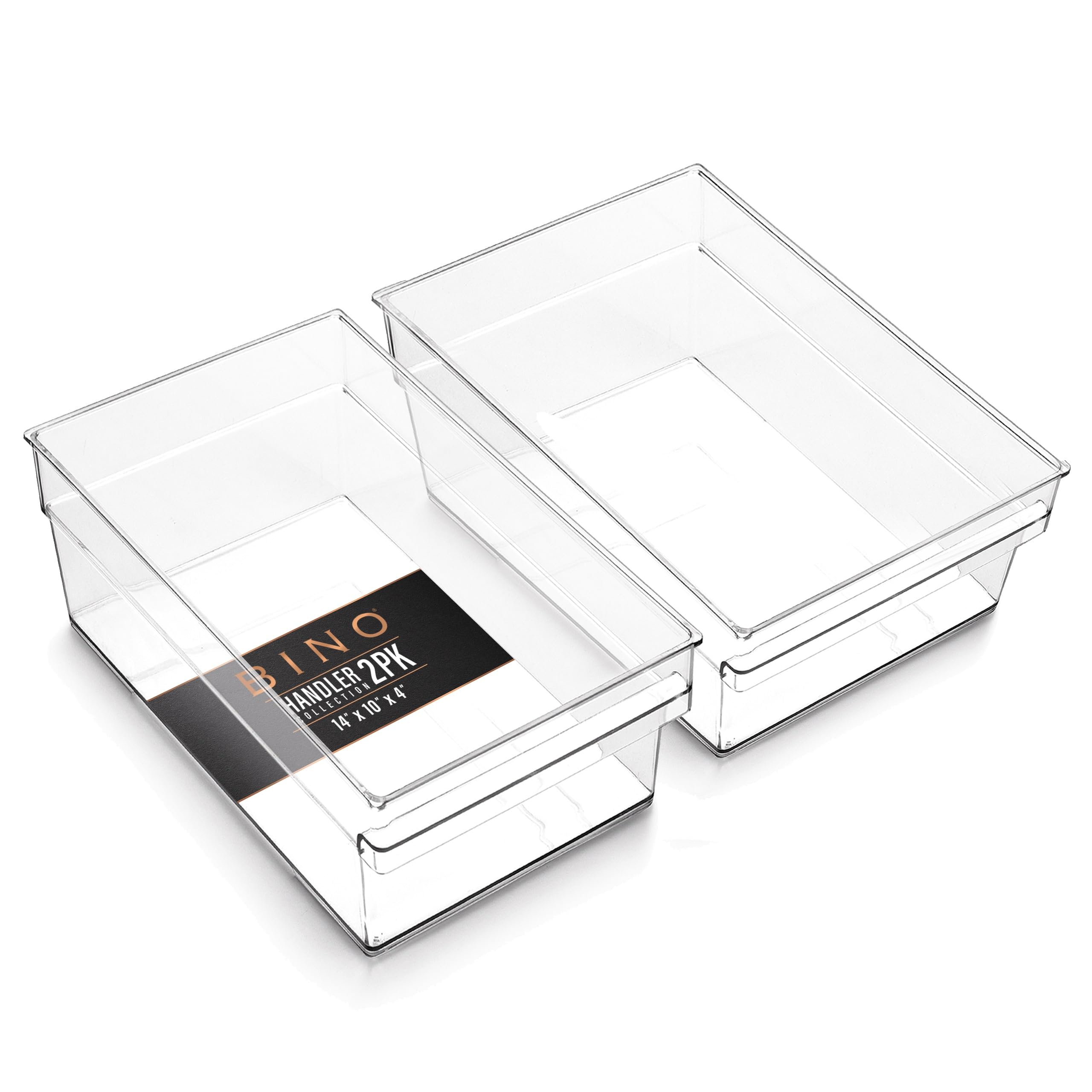 URIACG 2PK X LARGE 14 x 10 x 4 inch Clear Plastic Multipurpose Storage Organizer Bins For Home Kitchen Pantry Fridge #5749848514335