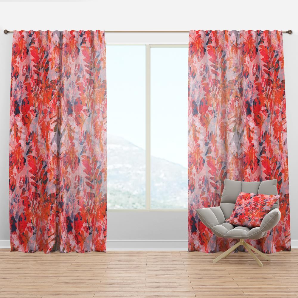 Designart CTN19337-52-90 90-Inches Red Abstract Room darkening Thermal lined Rod pocket Single curtain panel