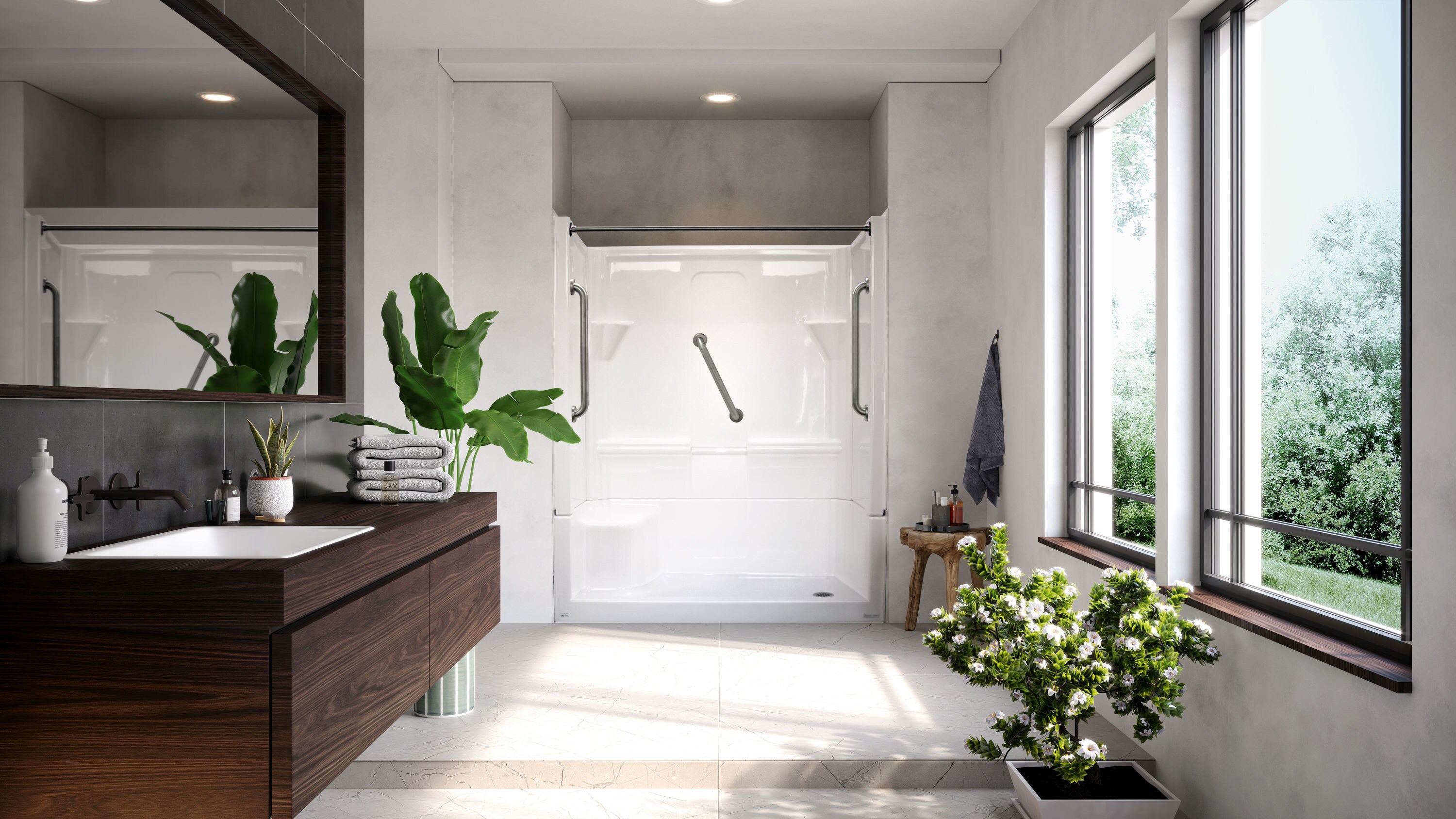 Integrated Seat Shower Stalls & Enclosures at