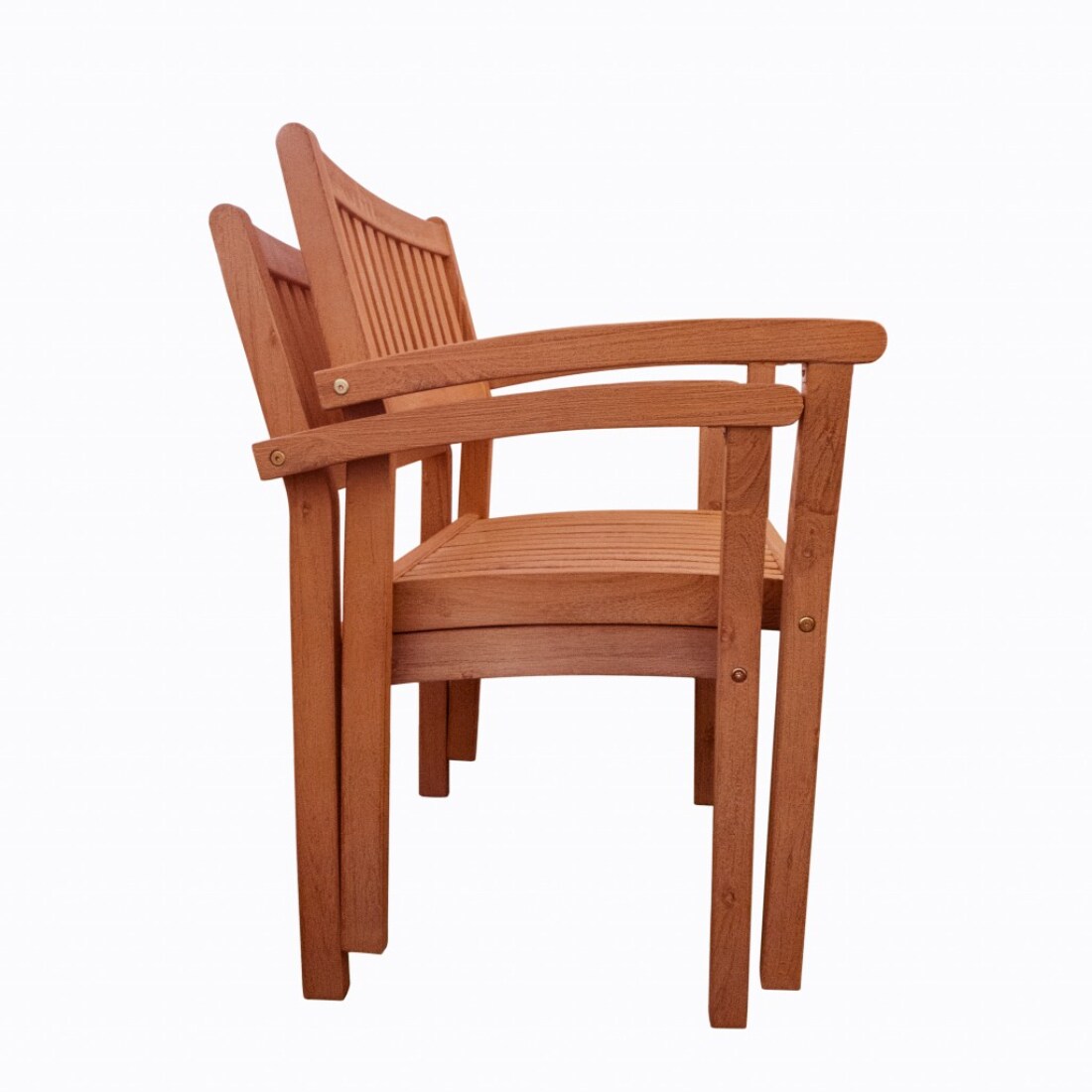 HomeRoots 4000390004 Set of 2 Tan Wood Frame Stationary Balcony Chair with Solid Seat