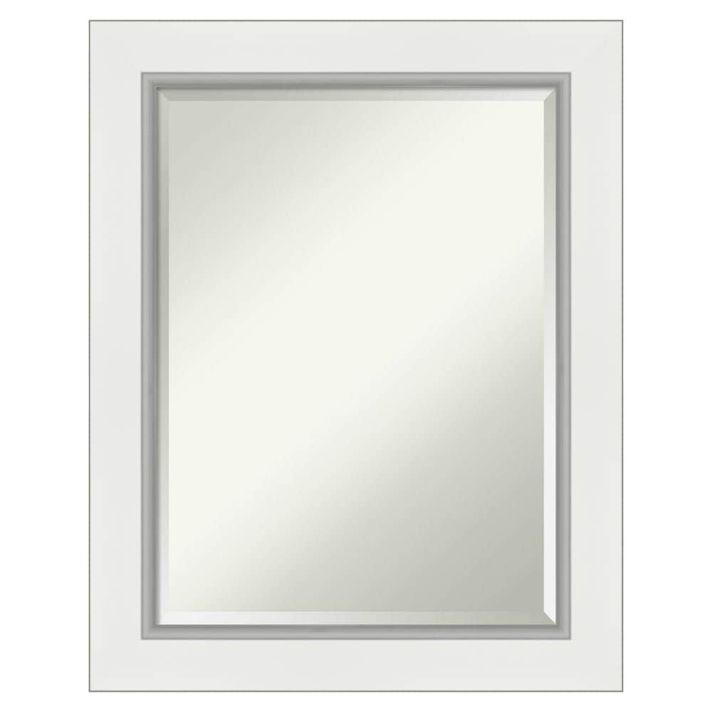 Amanti Art DSW4593122 Eva 23.5-Inches x 29.5-Inches Framed Rectangle Bathroom Vanity Mirror ( Satin Silver,White )